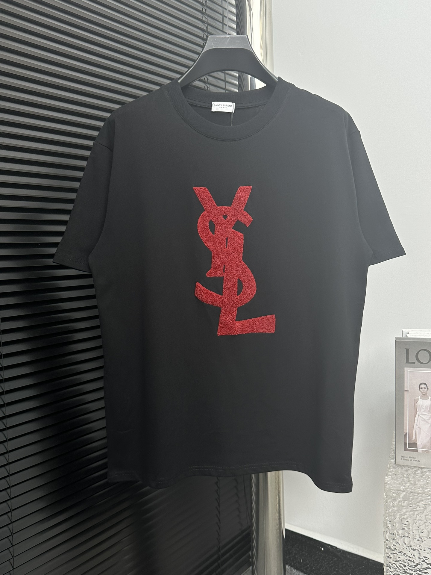 【YSL】Saint Laurent 24ss logo toalla bordada camiseta de manga corta, el bordado de toalla de felpa tridimensional es ge…