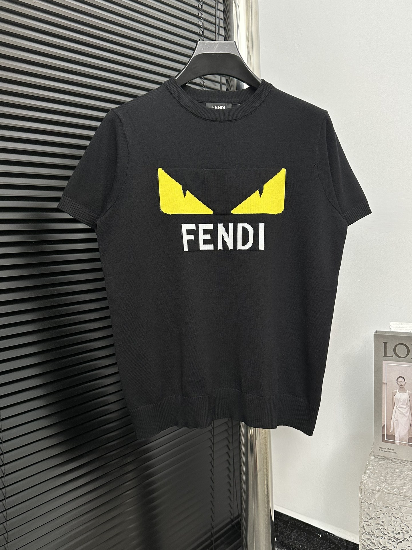 【fendI】FENDI 24ss primavera camiseta de punto de manga corta, nuevo hilo de 16 agujas de tencel de primera calidad, lig…