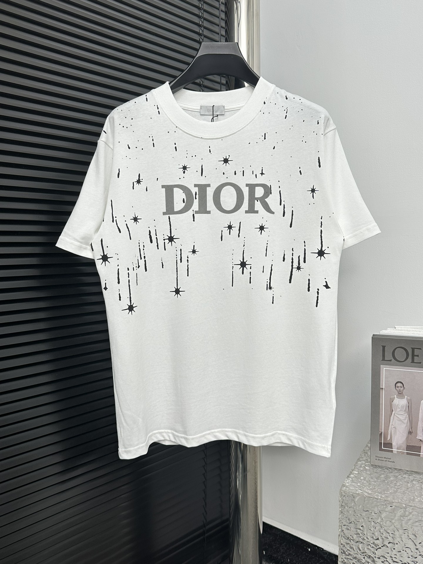 [Dior] Dior 24ss nueva camiseta de manga corta con estampado de meteoritos de primavera y verano. Tejido pers…