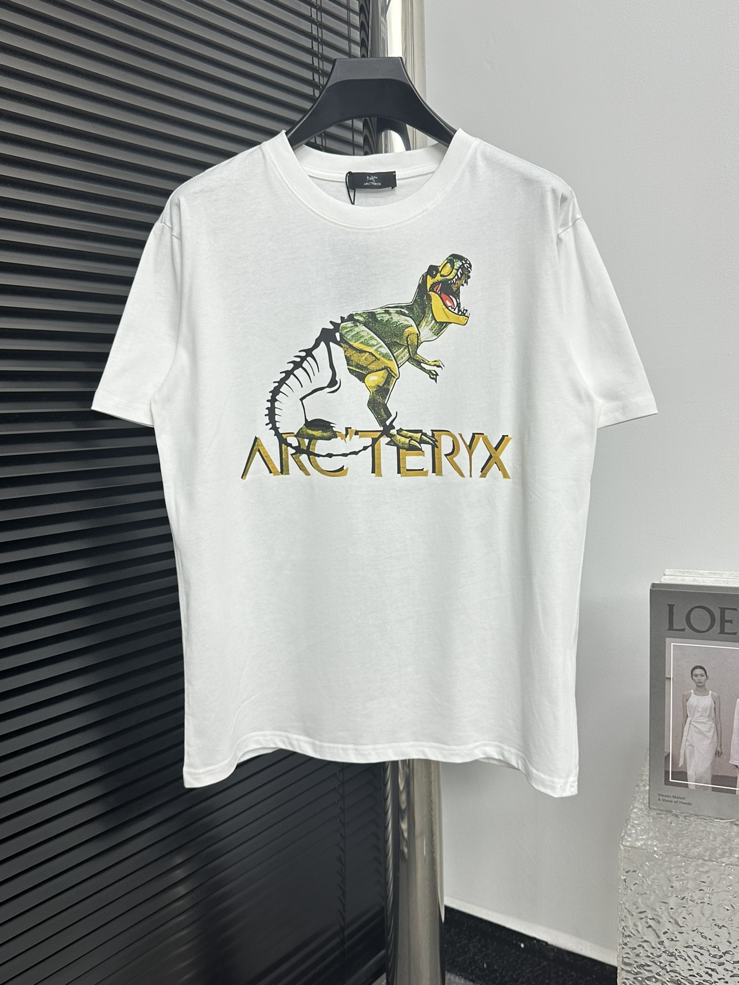 [Ayc Teryx] Camiseta Arc'teryx 2024FW manga corta con letra LOGO Estampado Tyrannosaurus rex 260 gramos de tela Estruct…