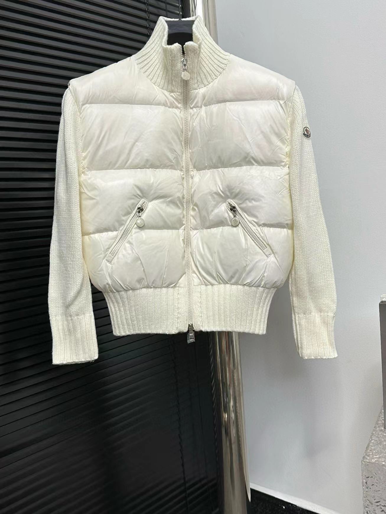 Versión de alta gama (con bolsa de mano) 【Moner】Chaqueta de plumón de mujer de 23FW con cuello alto de punto de lana, r…