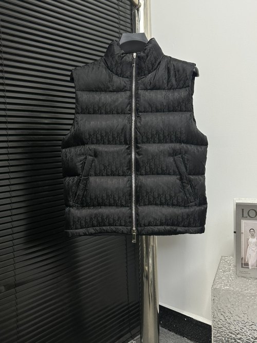 Dior Black Padded Vest With All-Over Signature Motif, Lightweight & Warm