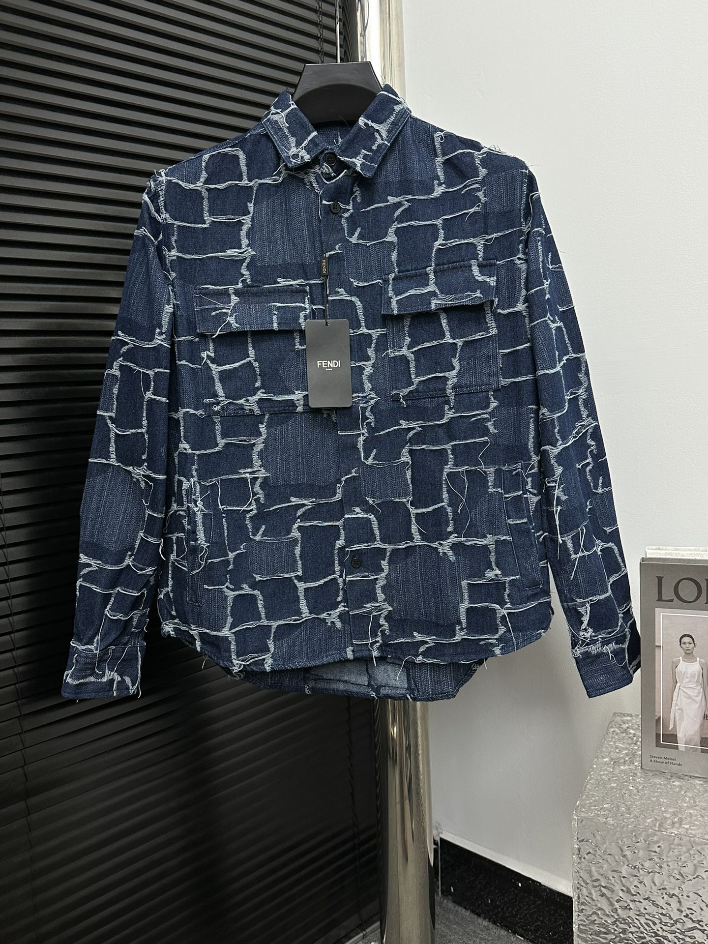 Fendi Roupa Casacos & Jaquetas Camisas e Blusas Azul Marinho Unissexo Homens Algodão Denim Manga Longa