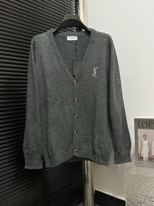 Yves Saint Laurent V-Neck Button-Down Knitted Cardigan, Long Sleeve 1 Yves Saint Laurent V-Neck Button-Down Knitted Cardigan, Long Sleeve