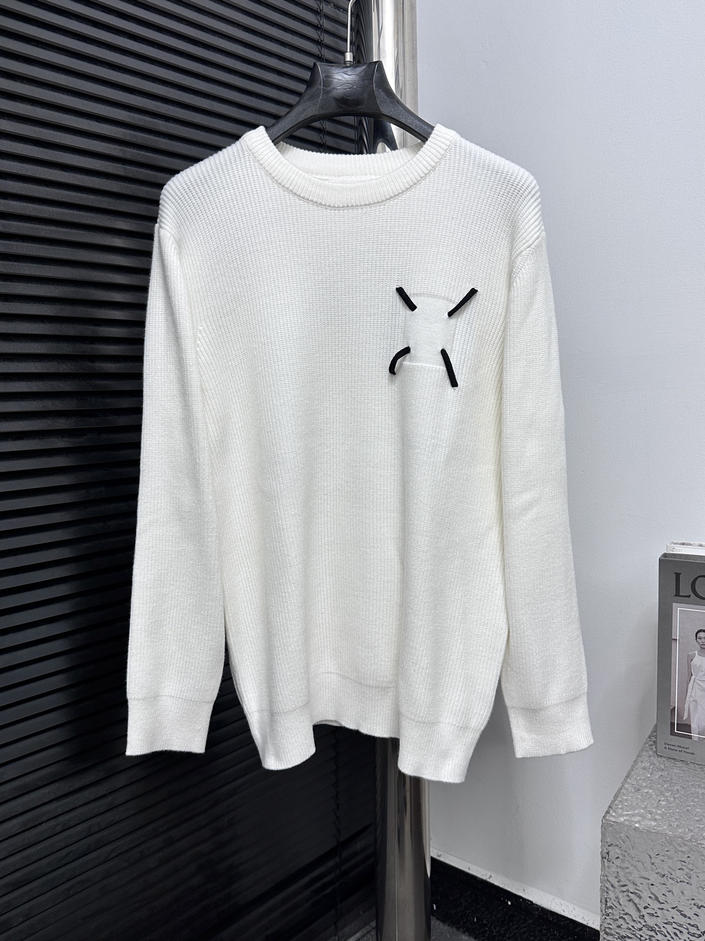 【MaisonMargiela】马吉拉 25ss Mm6 suéter de punto de cuello redondo con etiqueta de cuatro esquinas proceso de lavado especi…