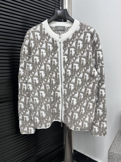 Dior Classic Oblique Logo Jacquard Wool Blend Zip-Up Cardigan Unisex 1 Dior Classic Oblique Logo Jacquard Wool Blend Zip-Up Cardigan Unisex