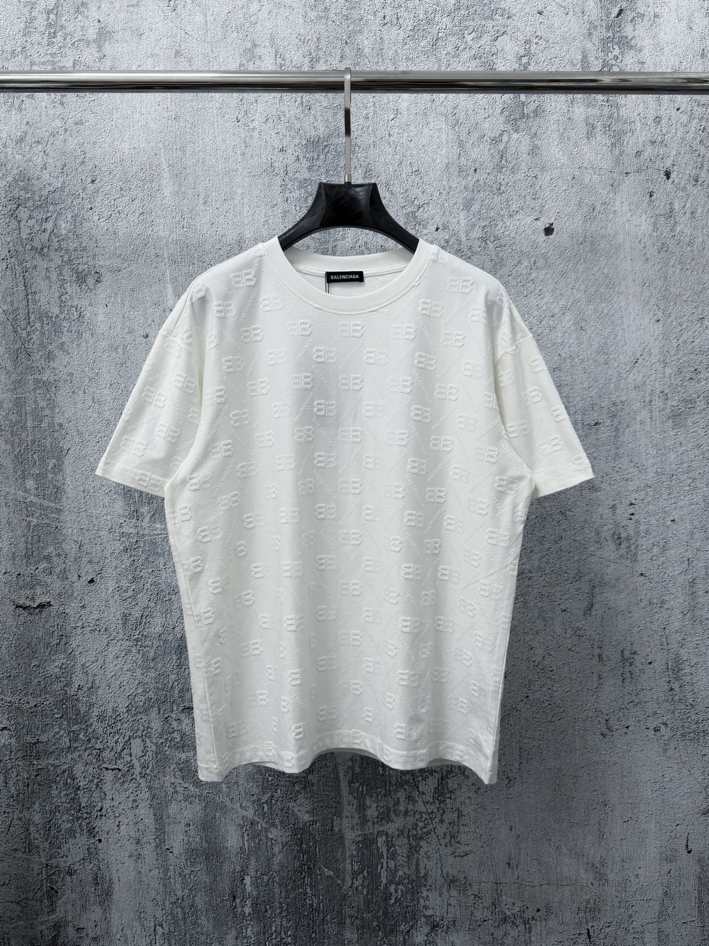 P95 [Balenciaga] Paris 26ss Camiseta manga corta jacquard integral con estampado oscuro 32s doble hilo 1*1 hilo, los hi…