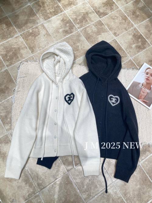 Chanel Vintage Heart Wool Hoodie Cardigan - Soft, Comfortable, and Stylish 1 Chanel Vintage Heart Wool Hoodie Cardigan - Soft, Comfortable, and Stylish