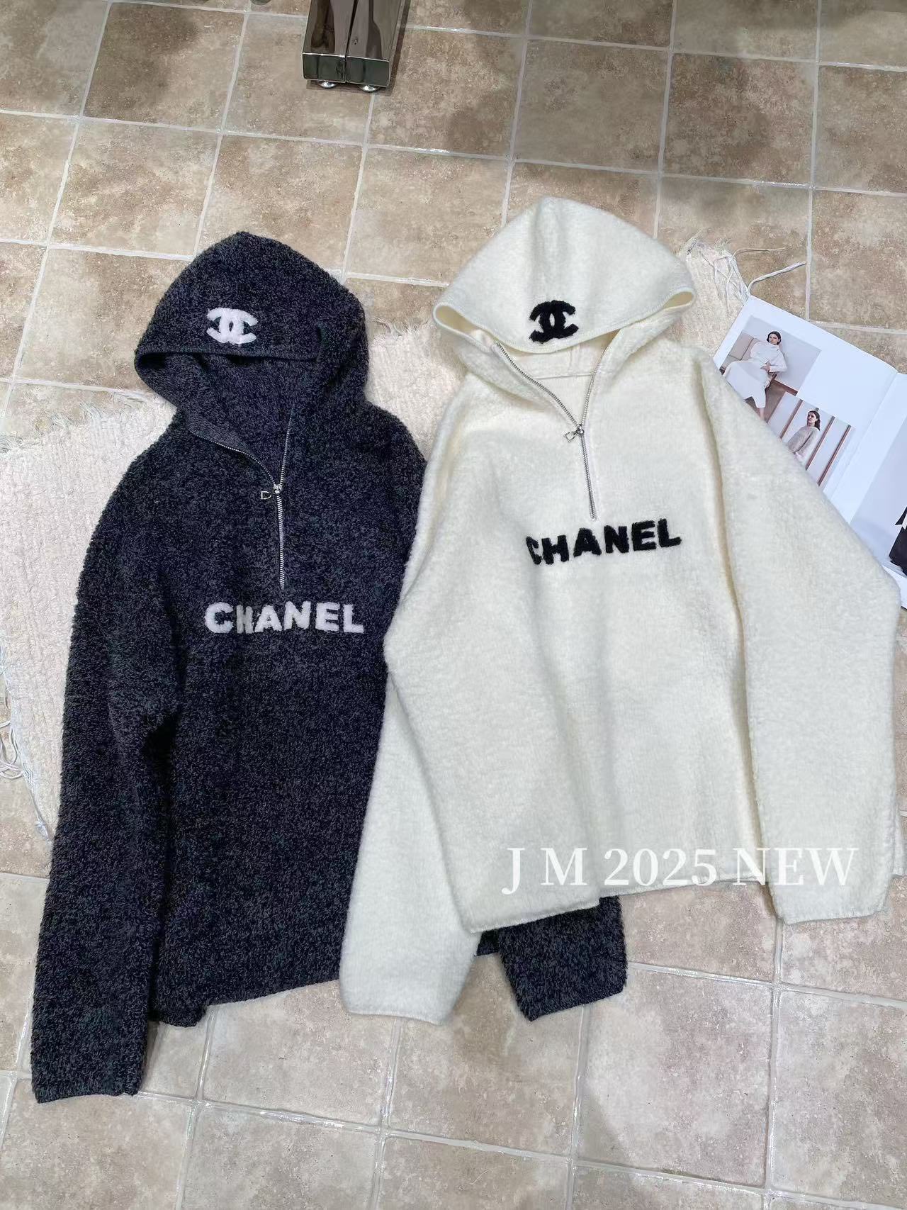 Sweat à Capuche Chanel en Laine d'Agneau Doux et Chaud pour Femme