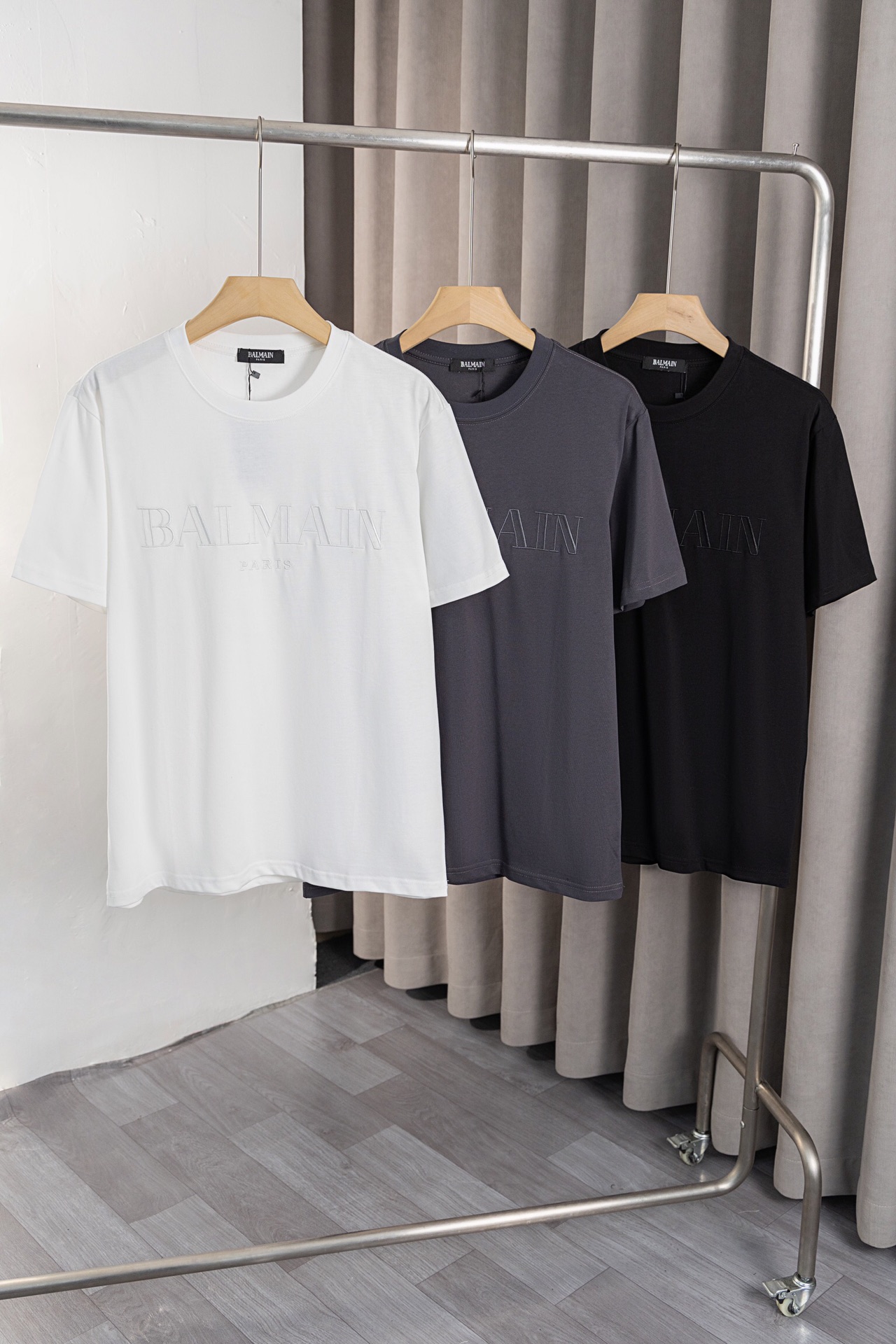 New Balmain Short Sleeves with Classic Logo Embroidery in 260g Cotton - 图片 1