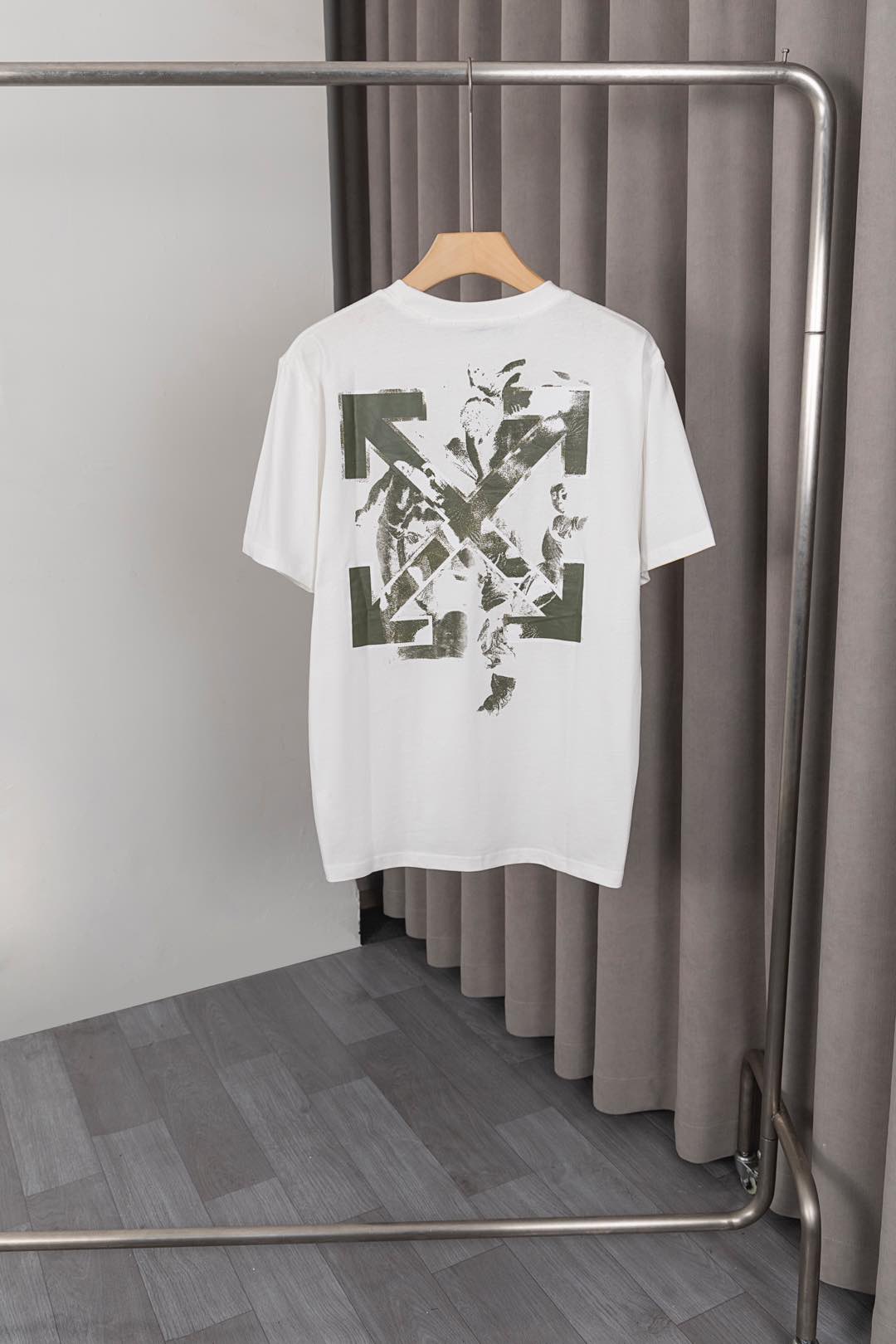 New Off White 25s T-Shirts: High-Quality Fabric, Logo Print, Unisex, Black & White, M-3XL - 图片 3