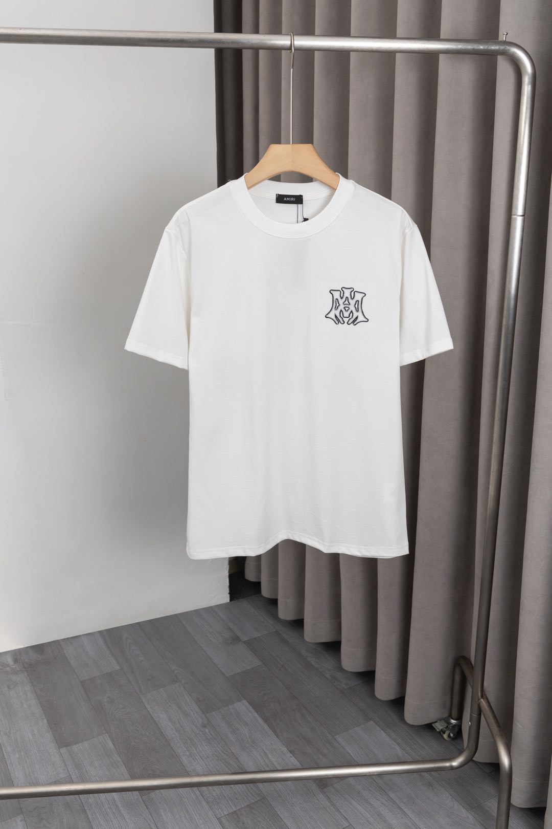 New AMIRI 55ss T-shirt with Embroidered Logo and Patterns, 260g Cotton, Various Sizes - 图片 2