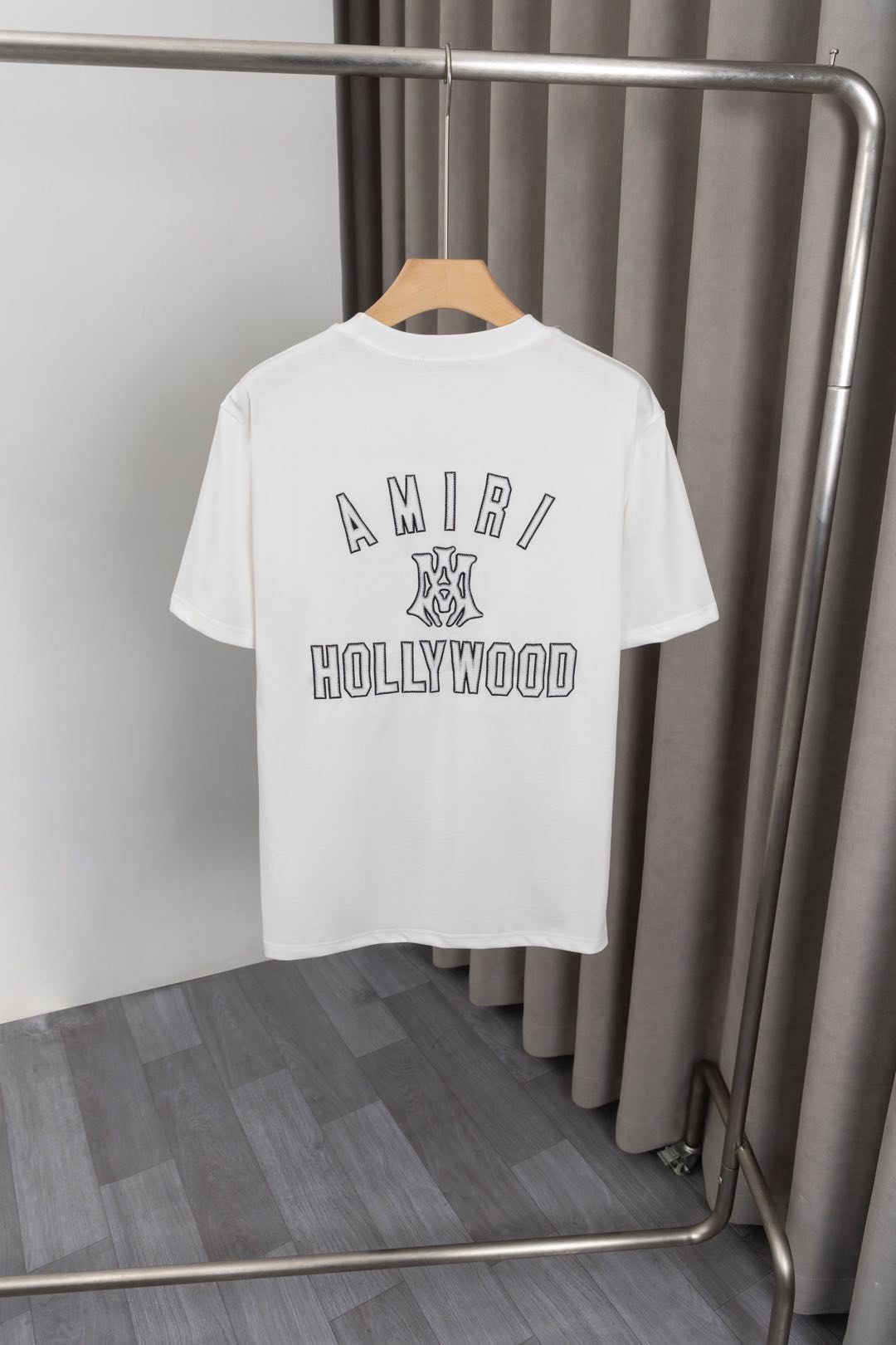 New AMIRI 55ss T-shirt with Embroidered Logo and Patterns, 260g Cotton, Various Sizes - 图片 3