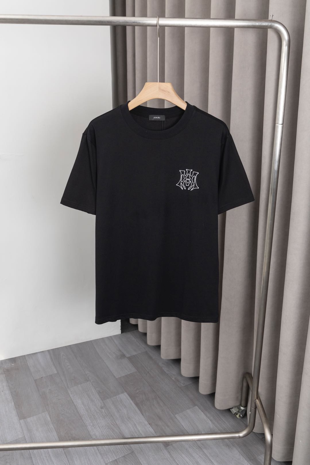 New AMIRI 55ss T-shirt with Embroidered Logo and Patterns, 260g Cotton, Various Sizes - 图片 6