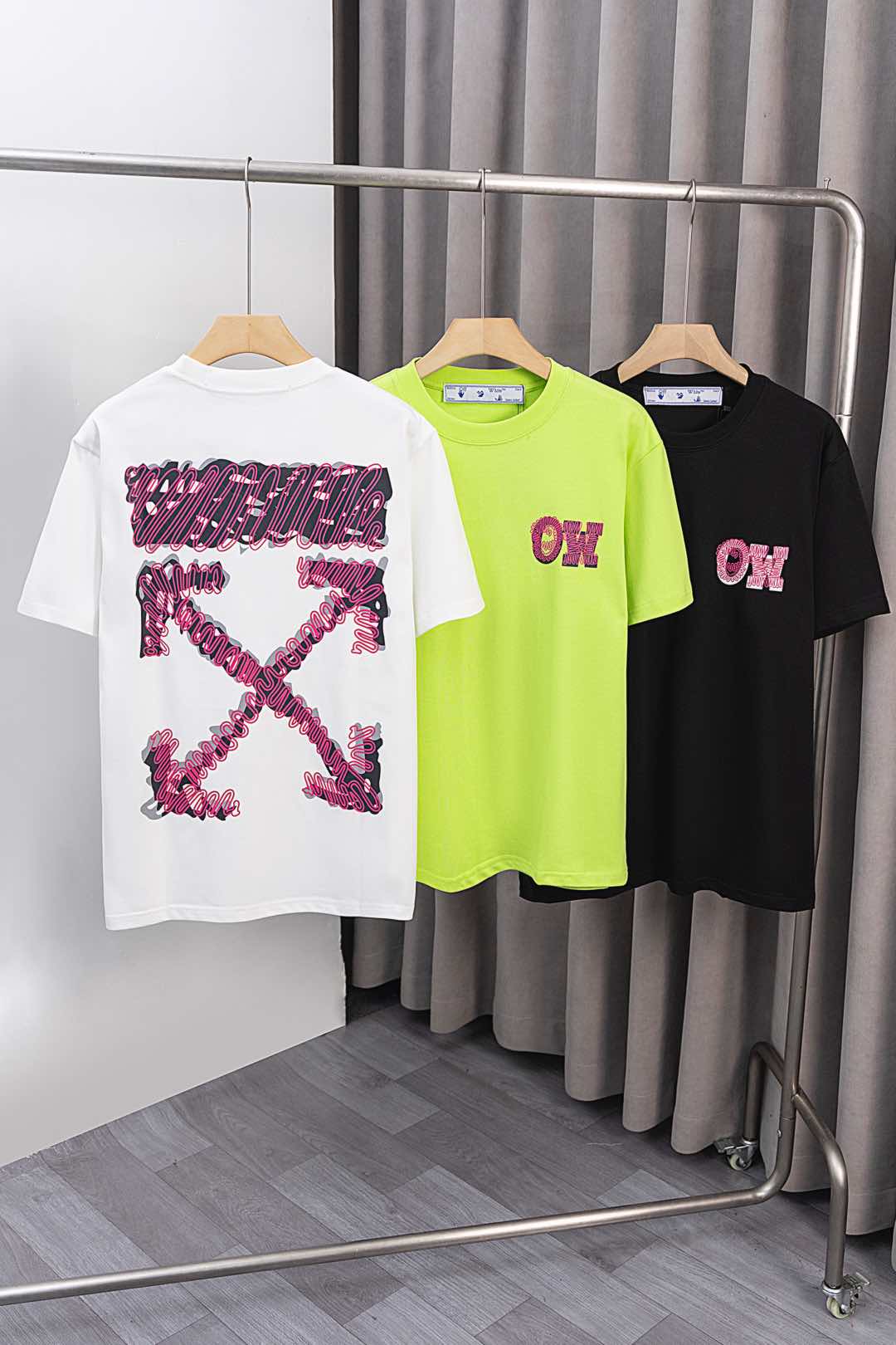 P67 Off White 25ss camiseta nueva, tela de doble hilo de alta calidad de 260 gramos, tela suave, estampado de patrones …