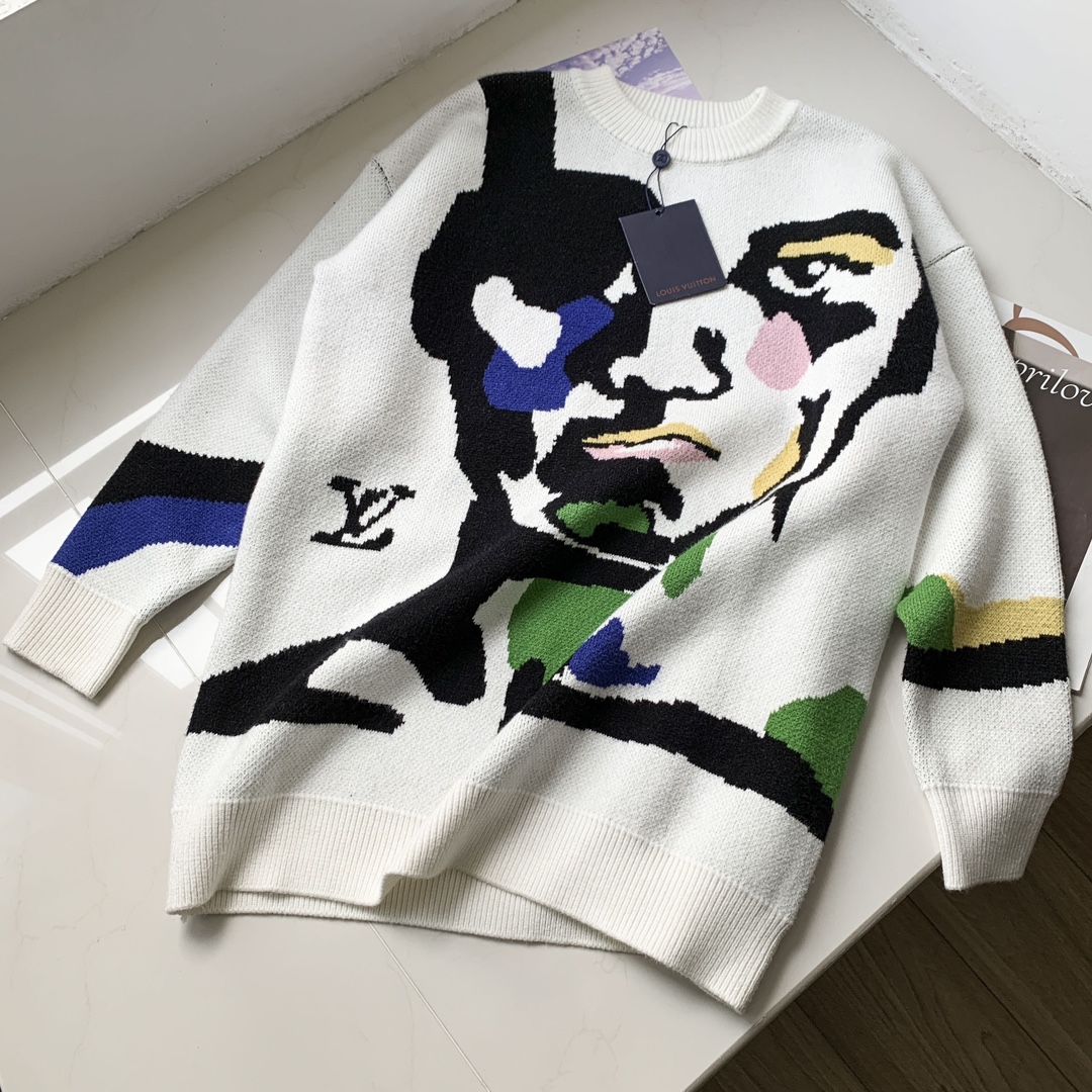 Perfect Replica
 Louis Vuitton Clothing Knit Sweater Sweatshirts Buying White Unisex Knitting Fall/Winter Collection