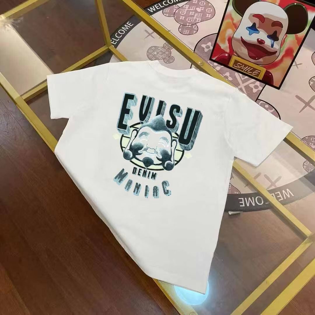 Camiseta de manga corta estampada de hombre EVISU Fukujin primavera 2025 nueva con cabeza de Buda y letras, t…