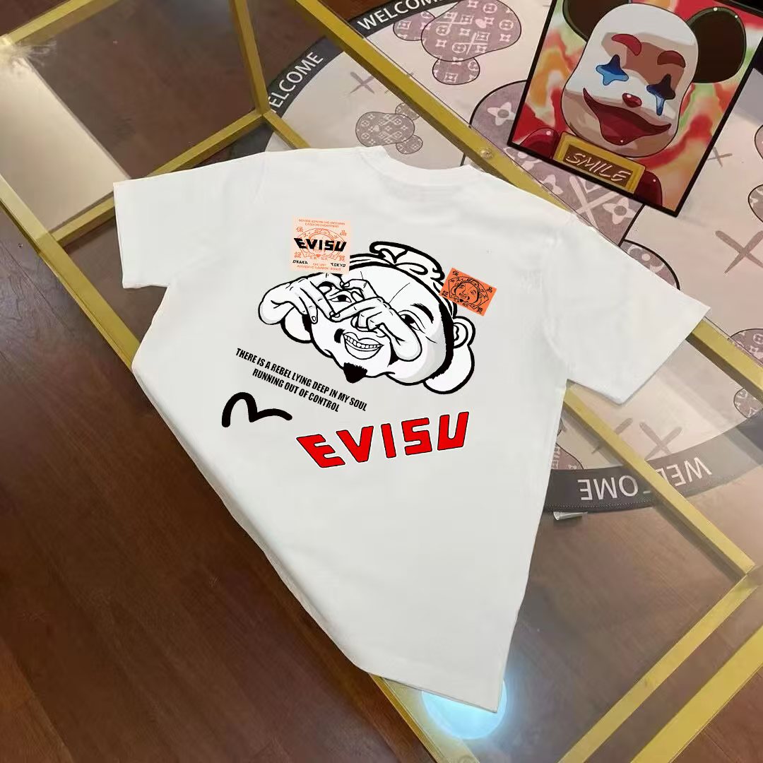 Camiseta de manga corta Fukujin de verano 23, nueva para hombre, con estampado de Buda, gaviotas y letras, cu…