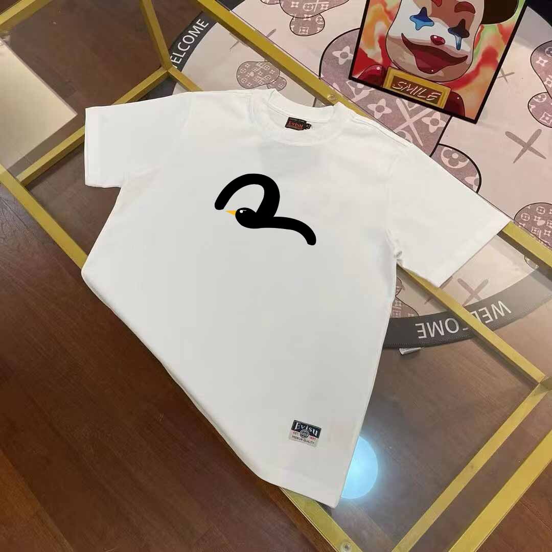 EVISU 福神 2025 otoño/invierno nueva camiseta de manga corta para hombre con estampado de gaviota, tallas S-XXL