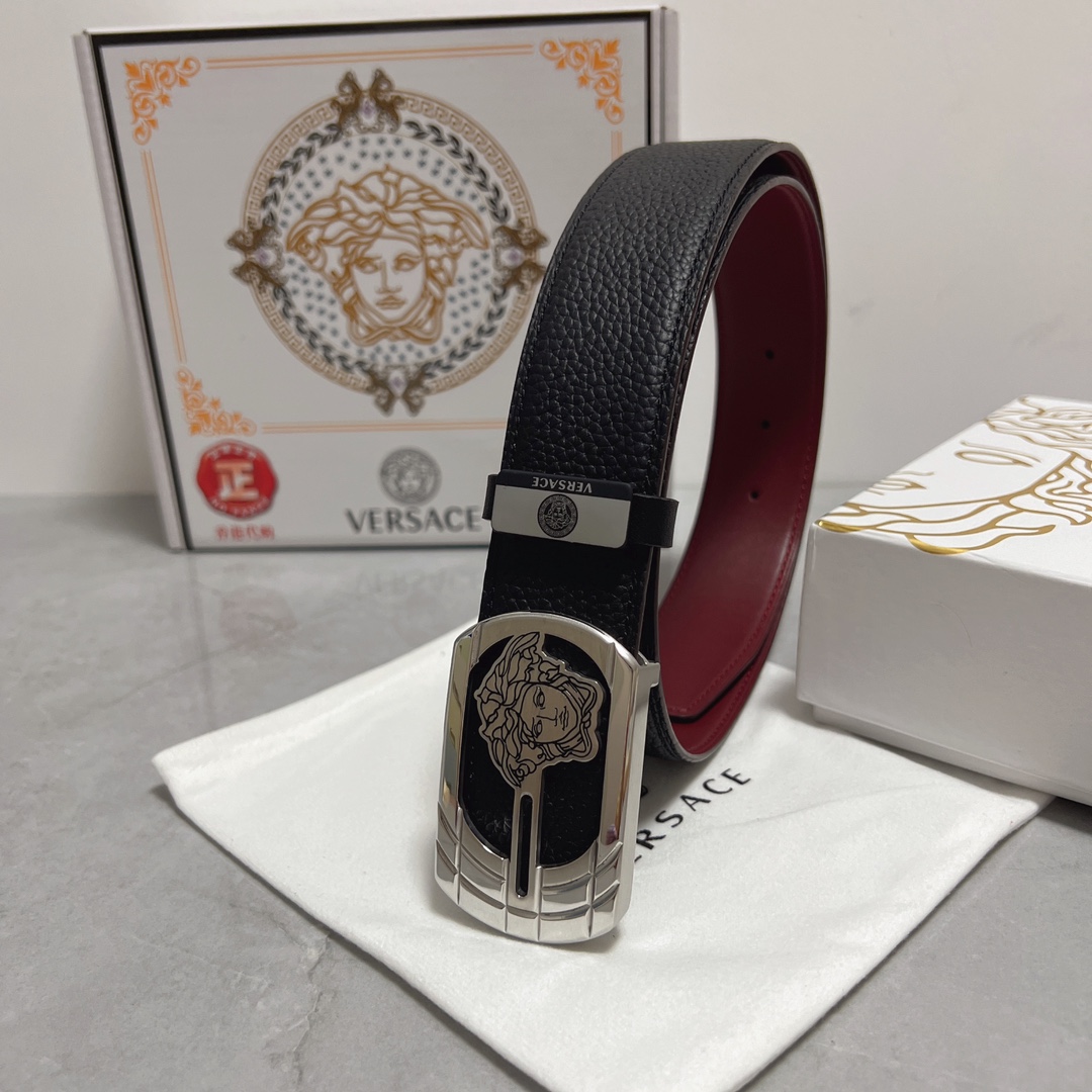 Versace Ceintures Boucle en acier Cuir de vache Genuine Leather Fashion