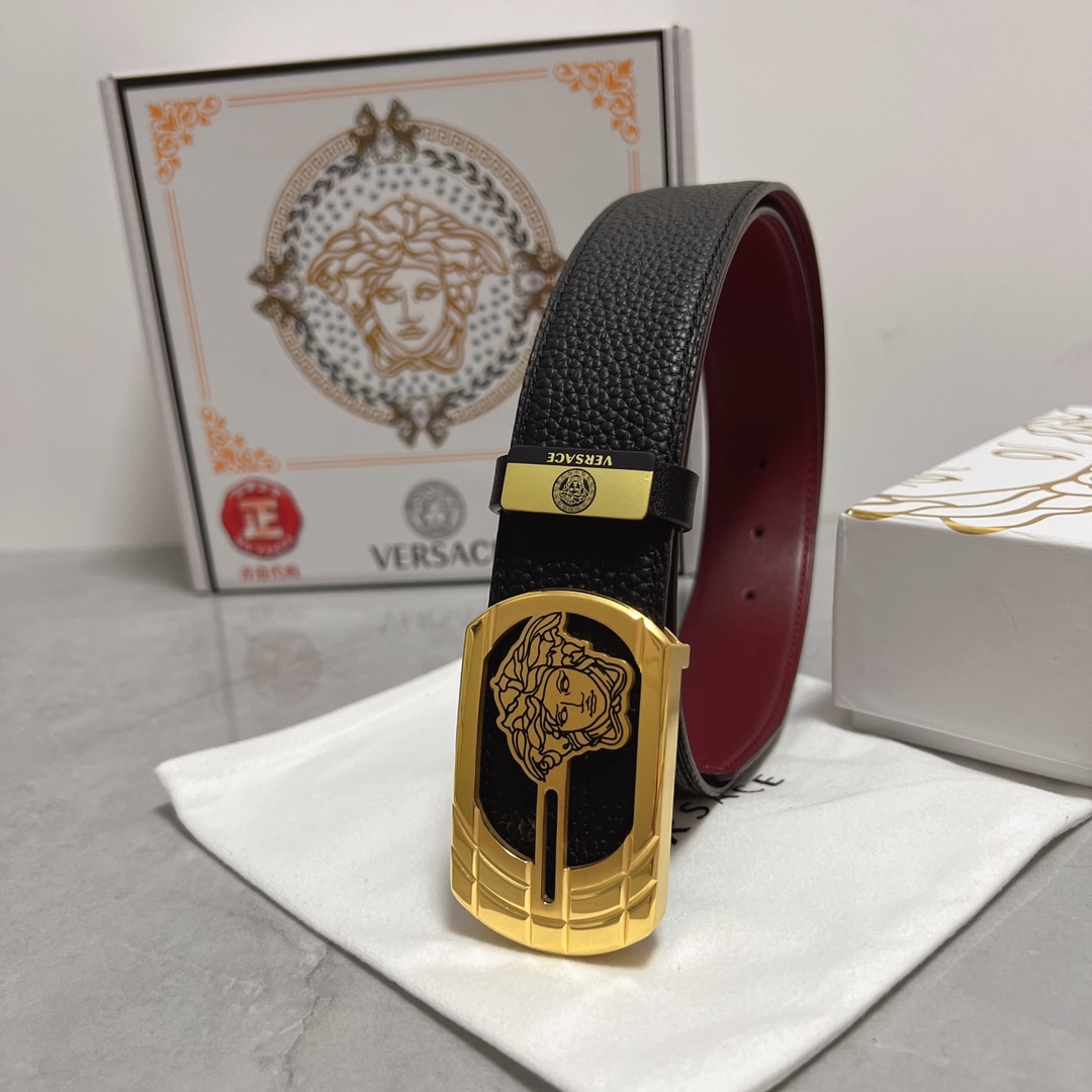 Versace Ceintures Boucle en acier Cuir de vache Genuine Leather Fashion