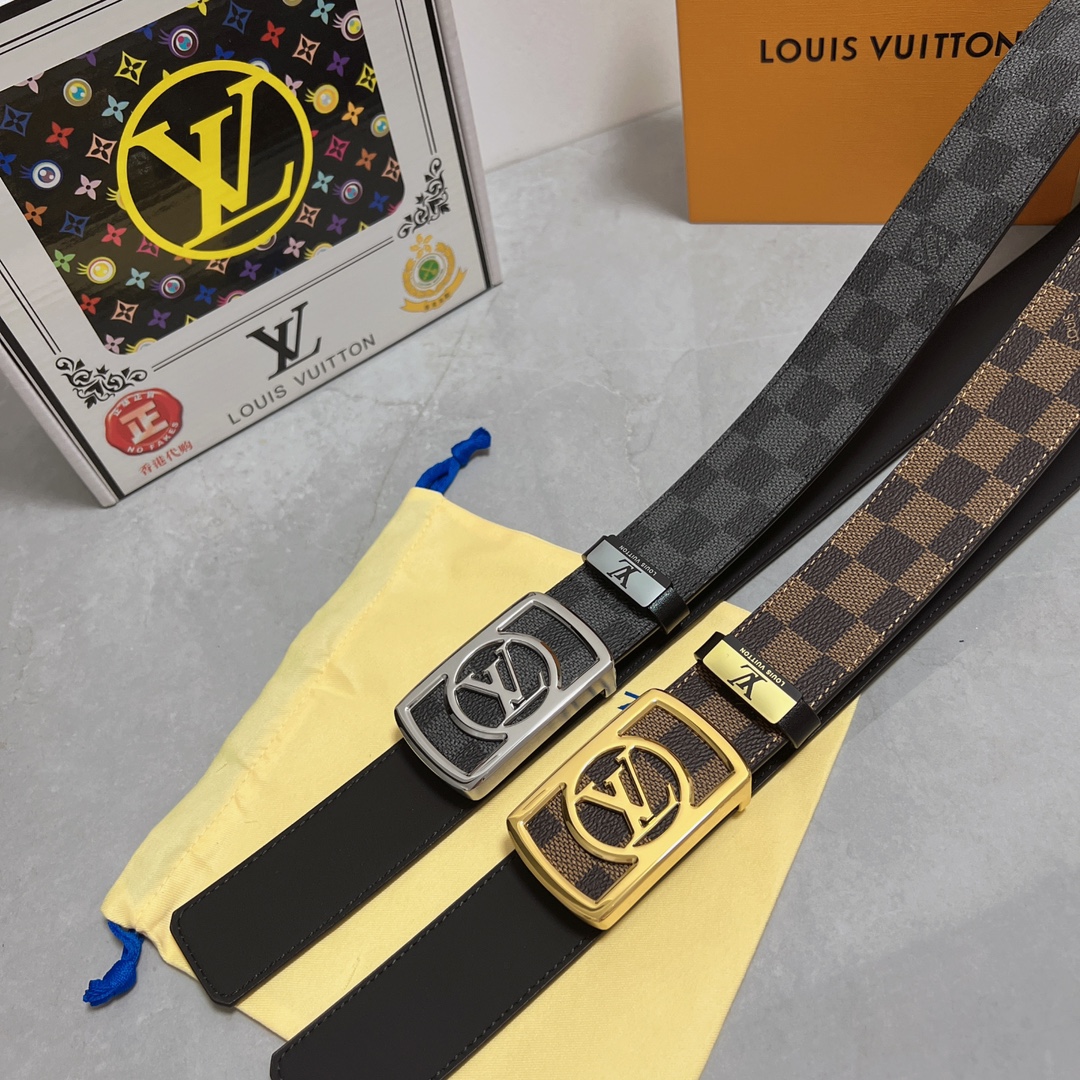 Louis Vuitton Cinturón Hebillas de acero Cuero vaca Dermis Fashion