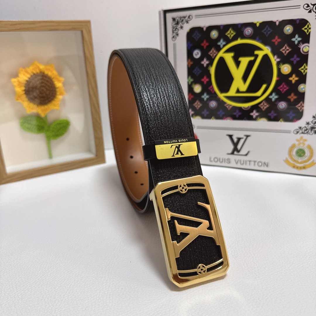 Designer Fake
 Louis Vuitton Belts Steel Buckle Cowhide Genuine Leather Fashion