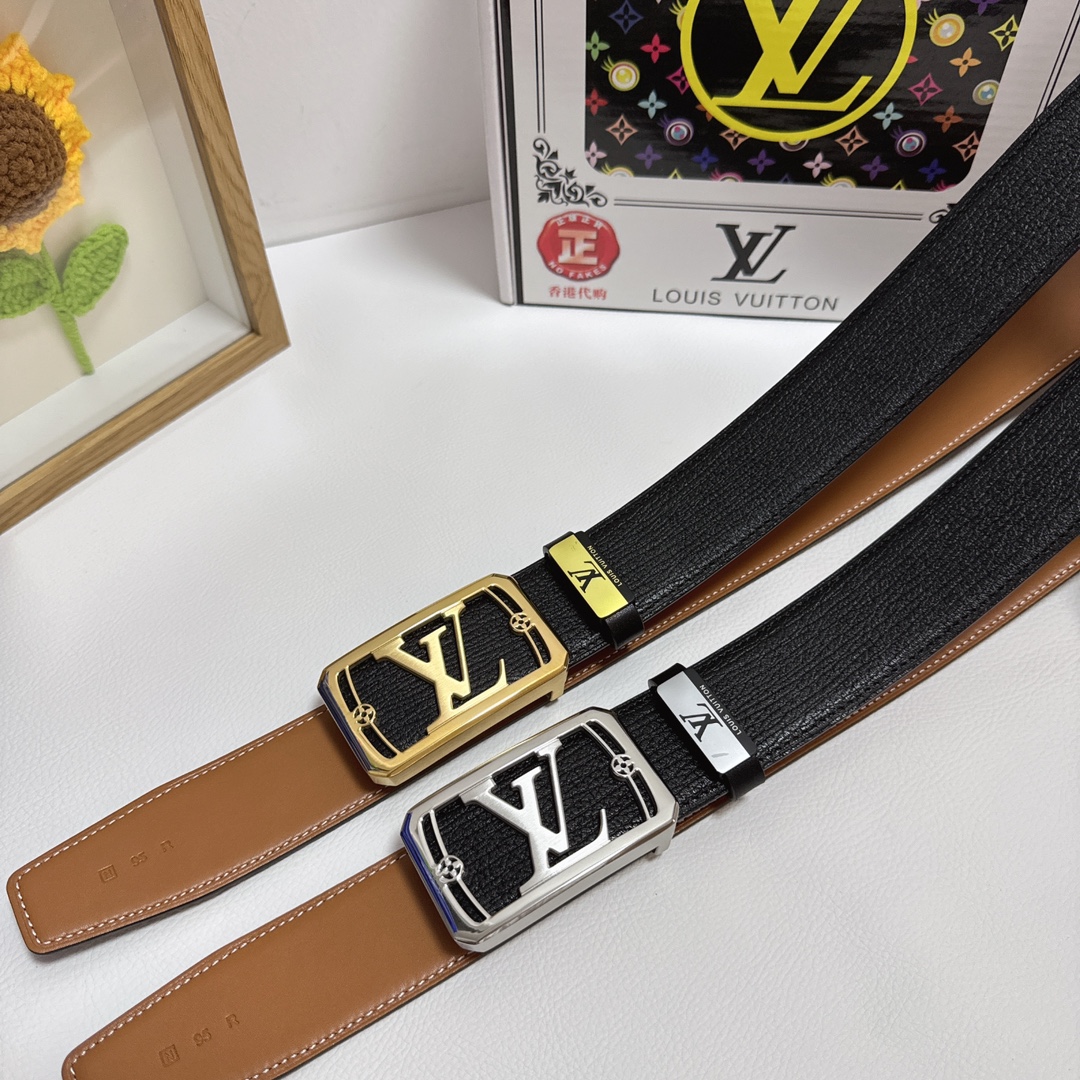 Louis Vuitton Belts Steel Buckle Cowhide Genuine Leather Fashion