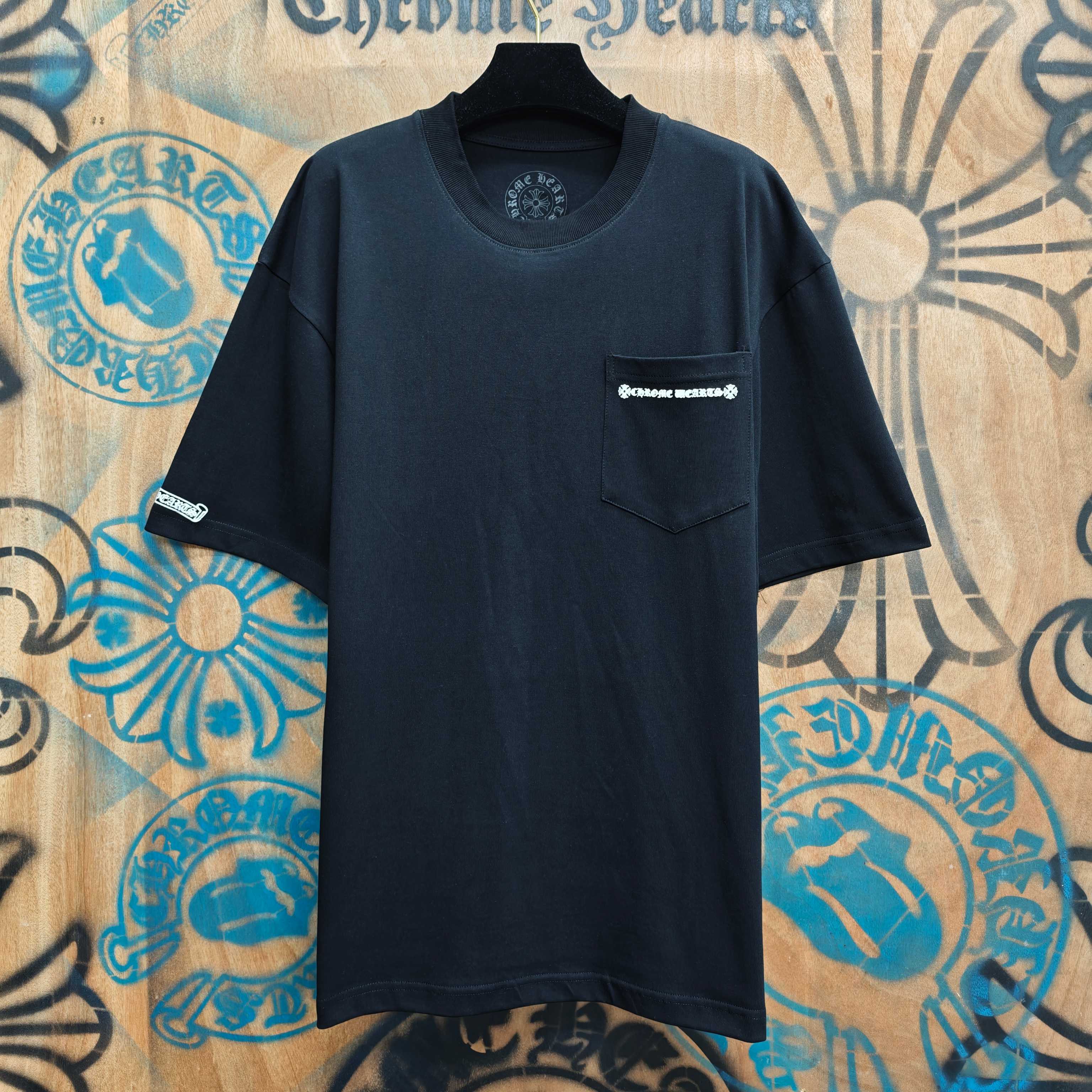 Chrome Hearts Chrome Hearts CH 克罗心重工白色镀银立体印花黑色立体印花短袖 重工洗水