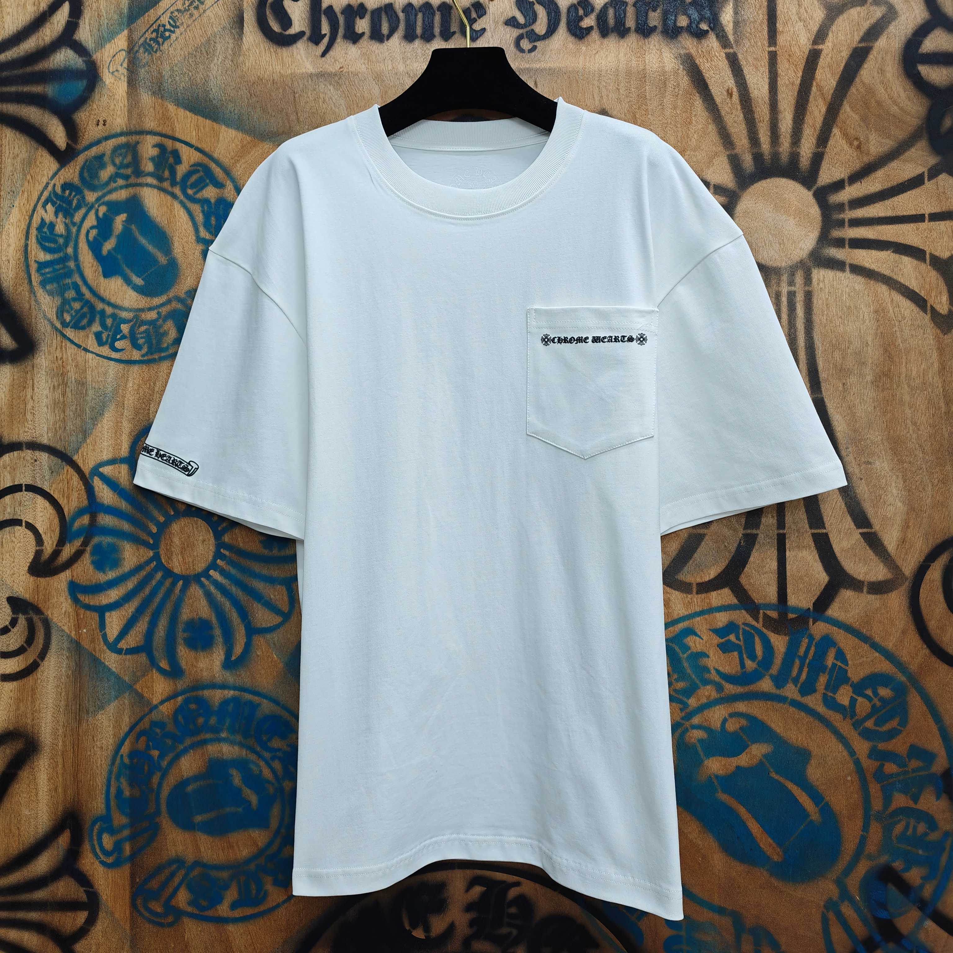Chrome Hearts Chrome Hearts CH 克罗心重工白色镀银立体印花黑色立体印花短袖 重工洗水