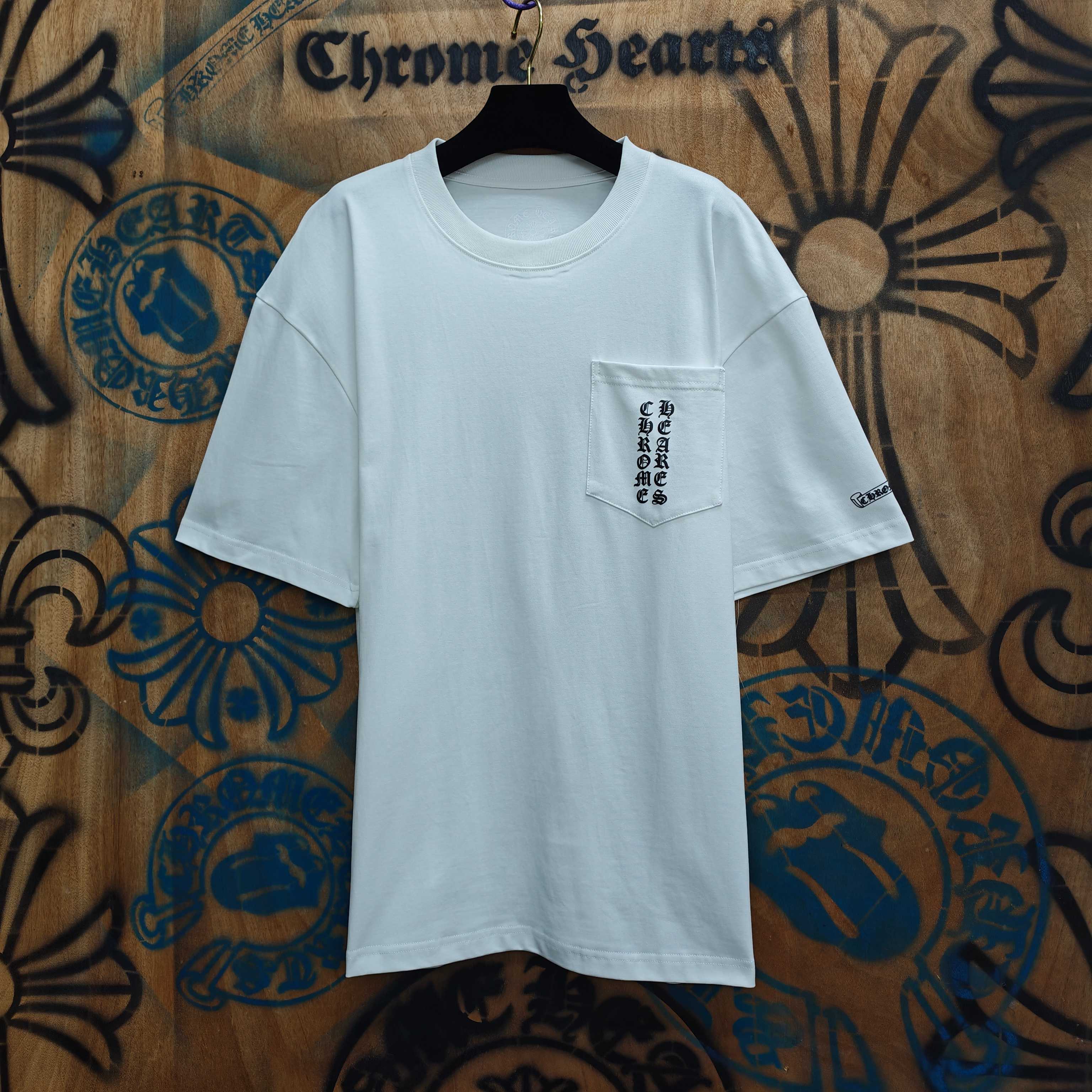 Chrome Hearts Chrome Hearts CH 克罗心重工白色镀银立体印花黑色立体印花短袖 重工洗水