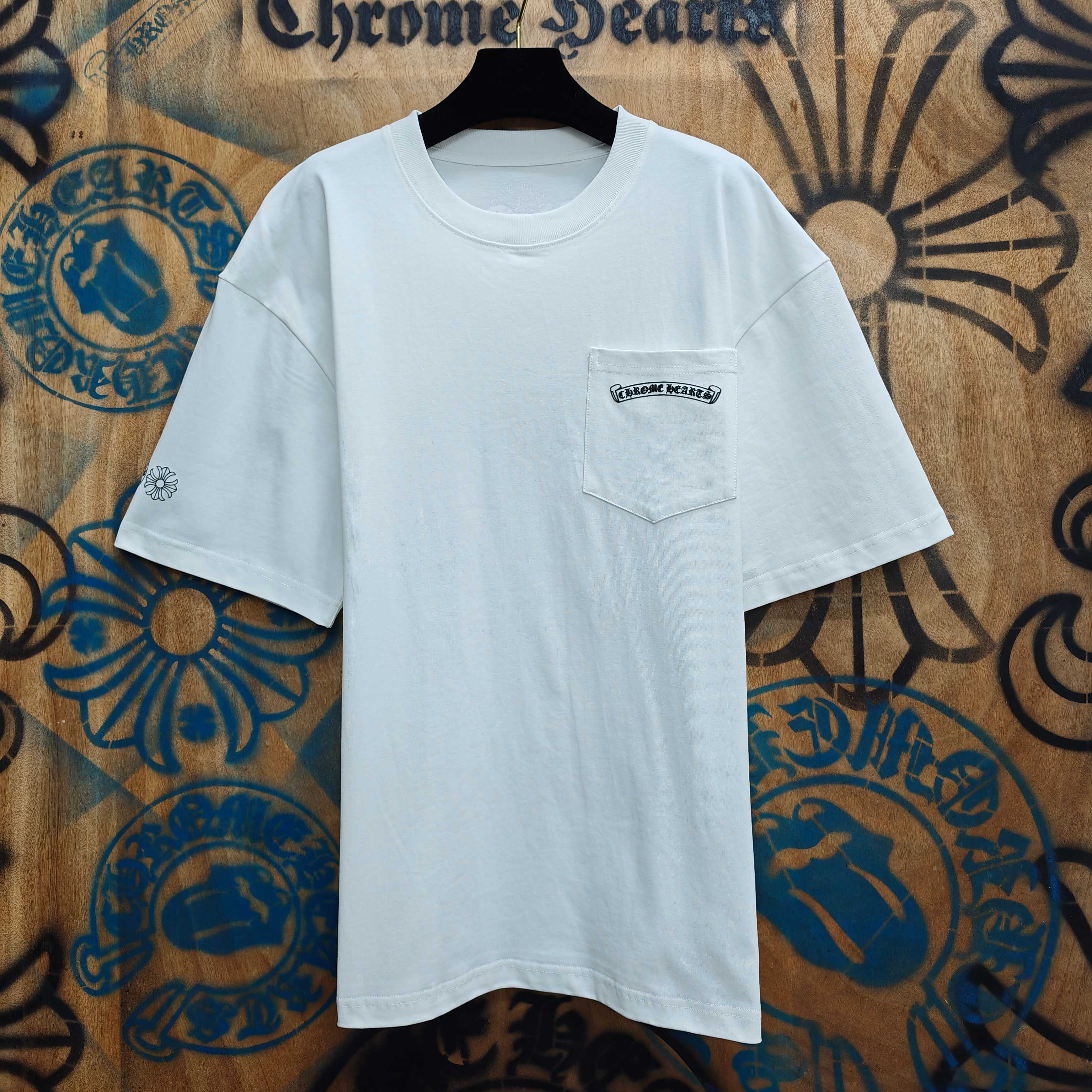 Chrome Hearts Chrome Hearts CH 克罗心重工白色镀银立体印花黑色立体印花短袖 重工洗水