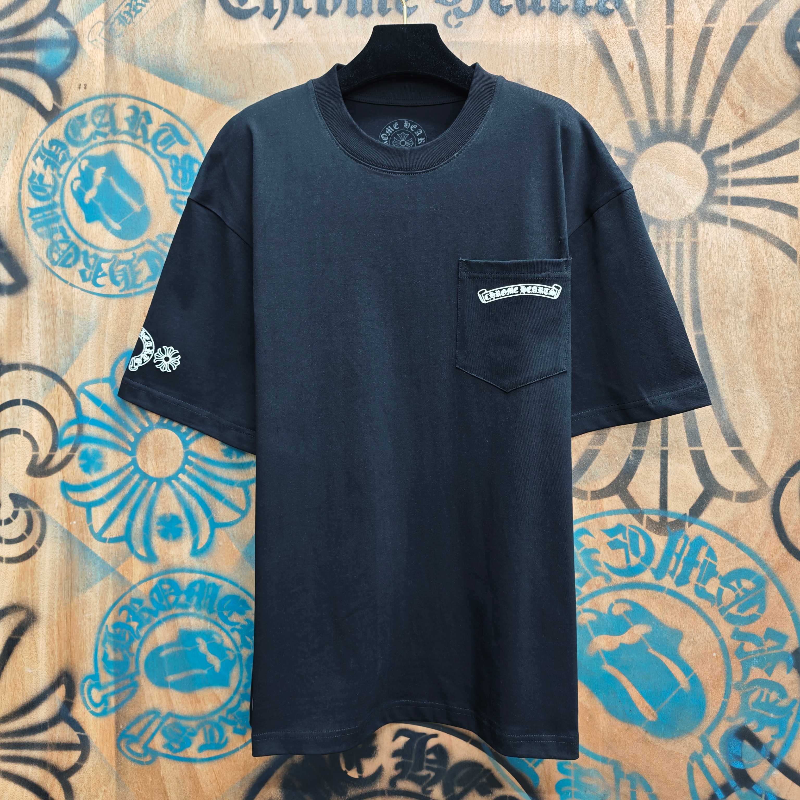 Chrome Hearts Chrome Hearts CH 克罗心重工白色镀银立体印花黑色立体印花短袖 重工洗水