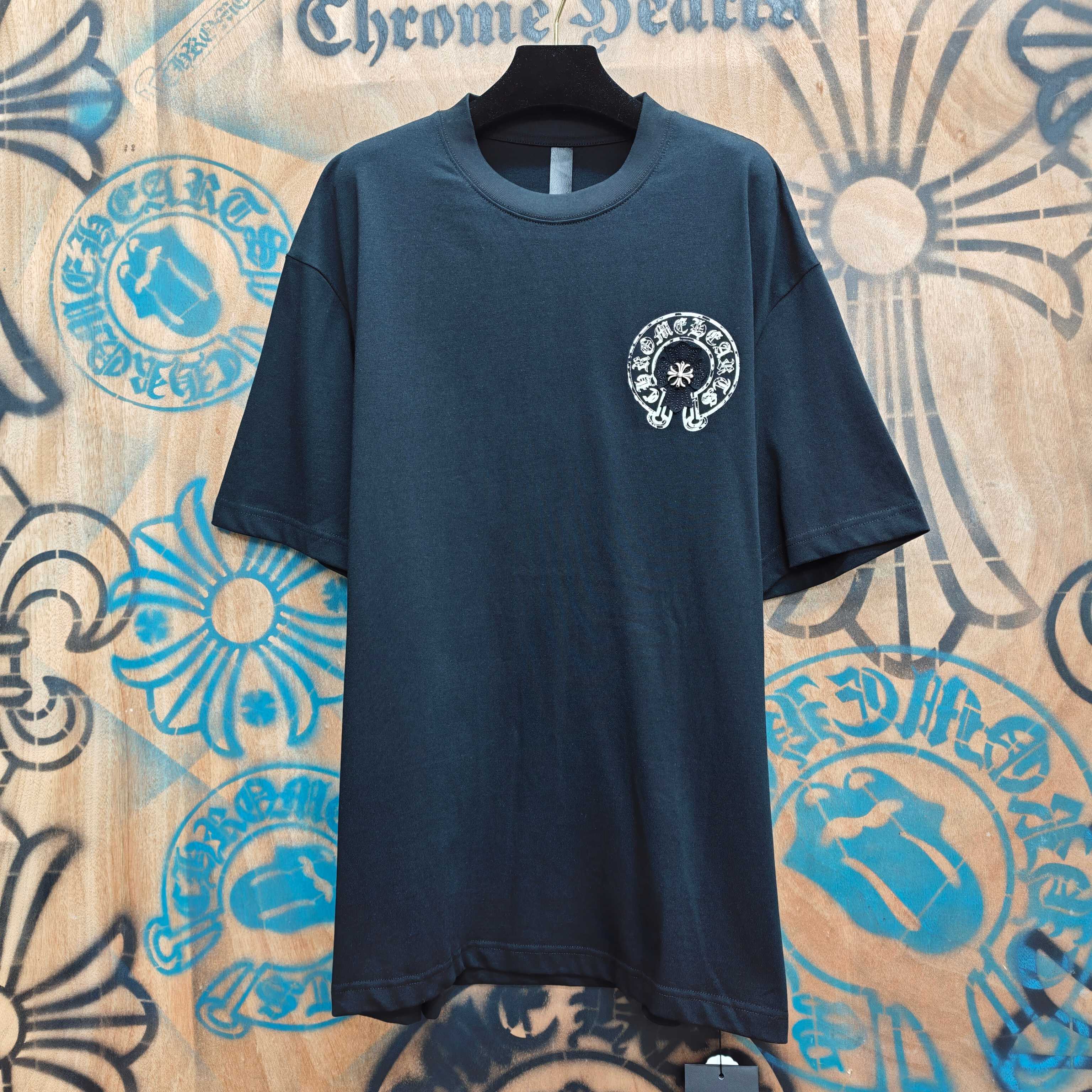 Chrome Hearts Chrome Hearts CH 克罗心重工白色镀银立体印花黑色立体印花短袖 重工洗水