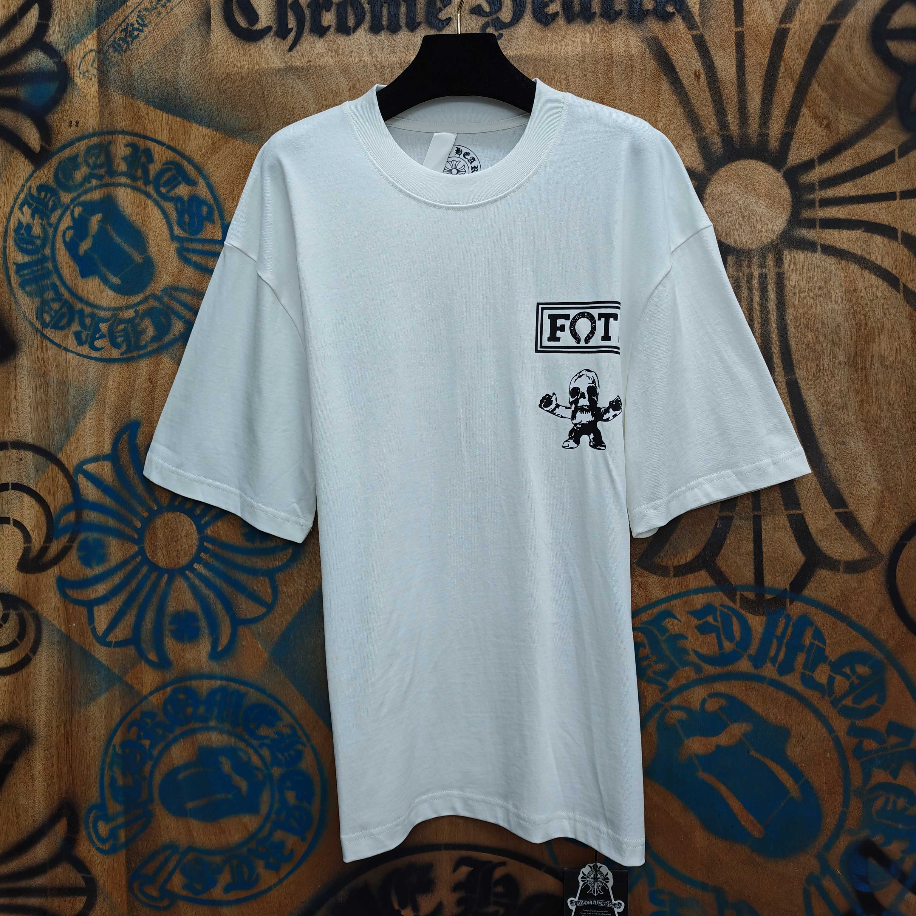Chrome Hearts Chrome Hearts CH 克罗心重工白色镀银立体印花黑色立体印花短袖 重工洗水