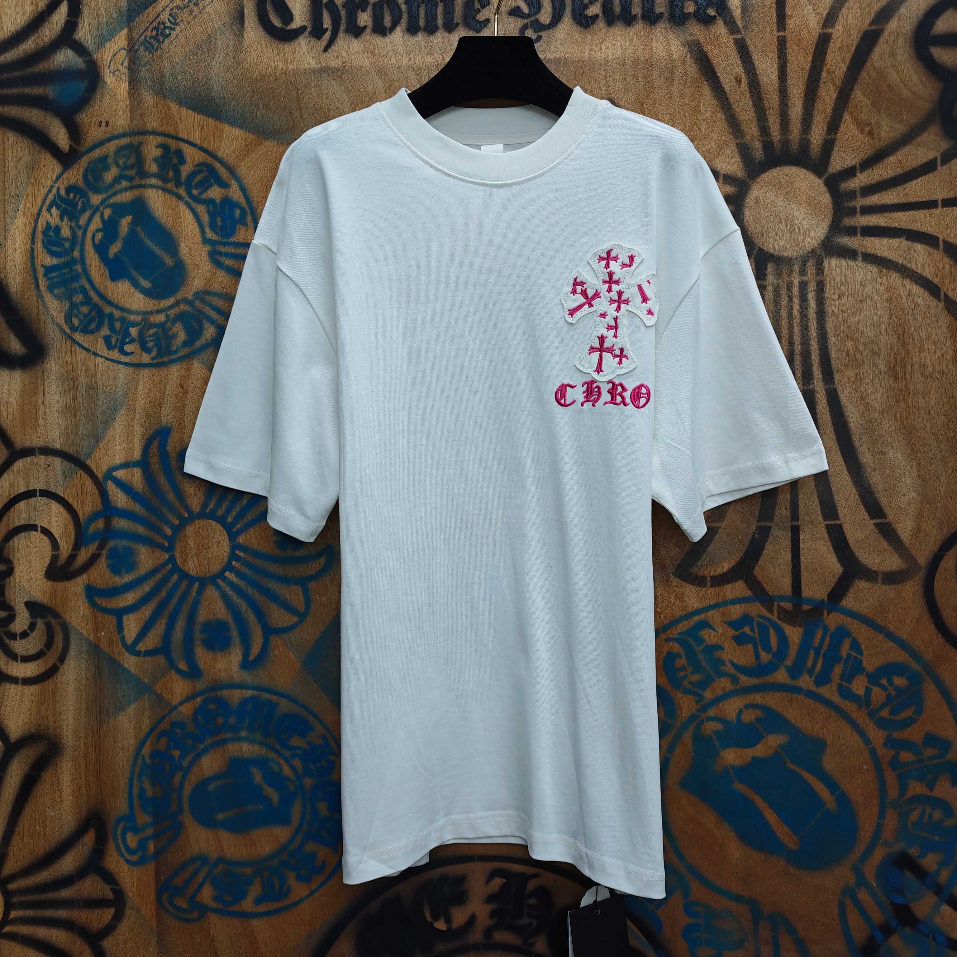 Chrome Hearts Chrome Hearts CH 克罗心重工白色镀银立体印花黑色立体印花短袖 重工洗水