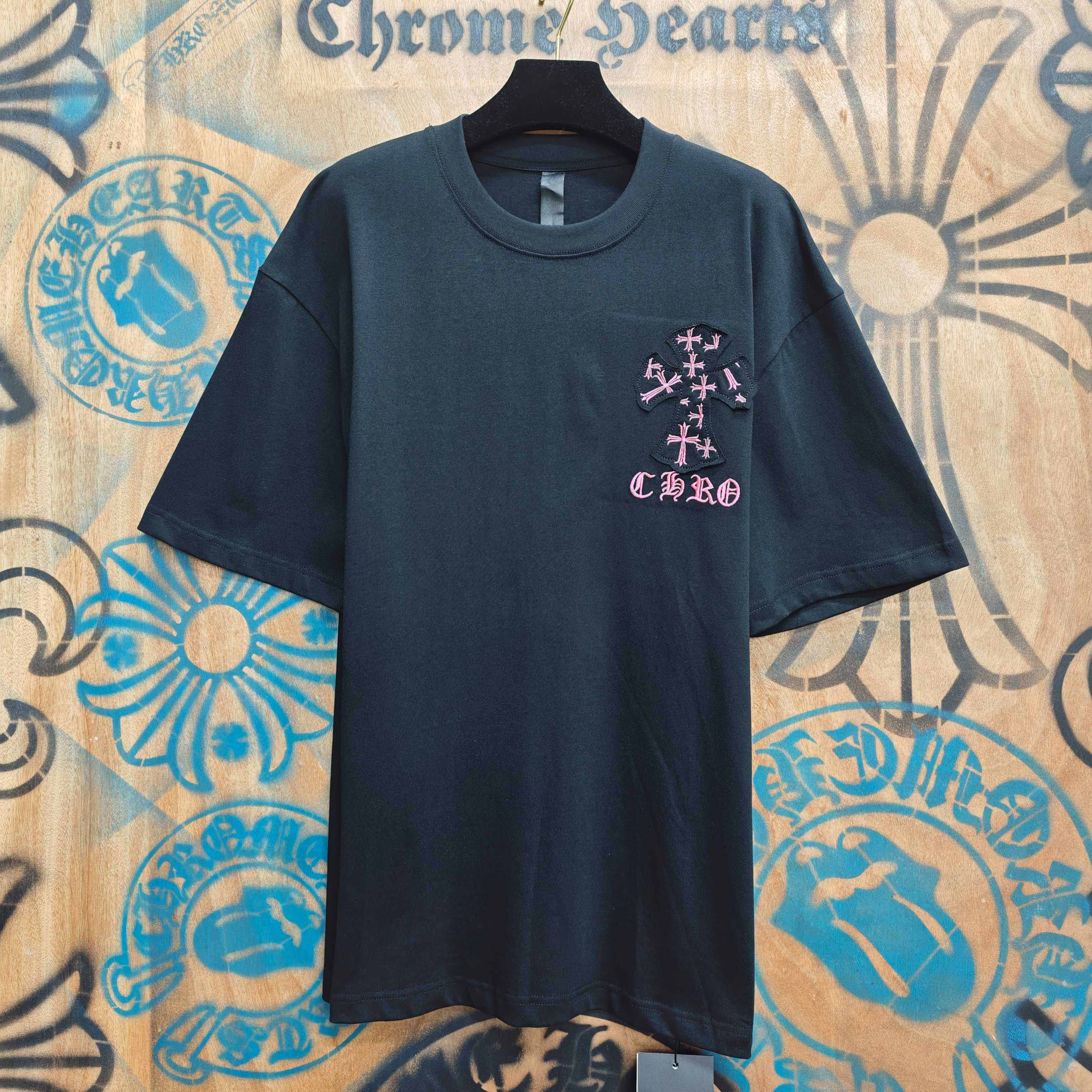 Chrome Hearts Chrome Hearts CH 克罗心重工白色镀银立体印花黑色立体印花短袖 重工洗水