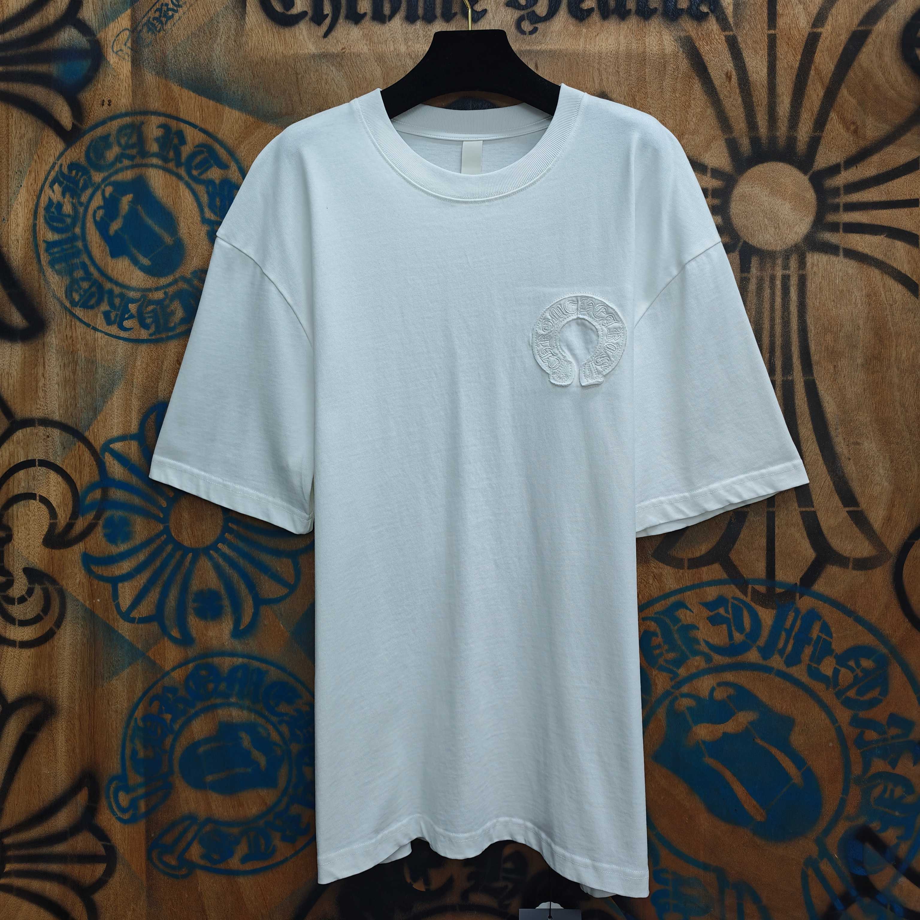 Chrome Hearts Chrome Hearts CH 克罗心重工白色镀银立体印花黑色立体印花短袖 重工洗水