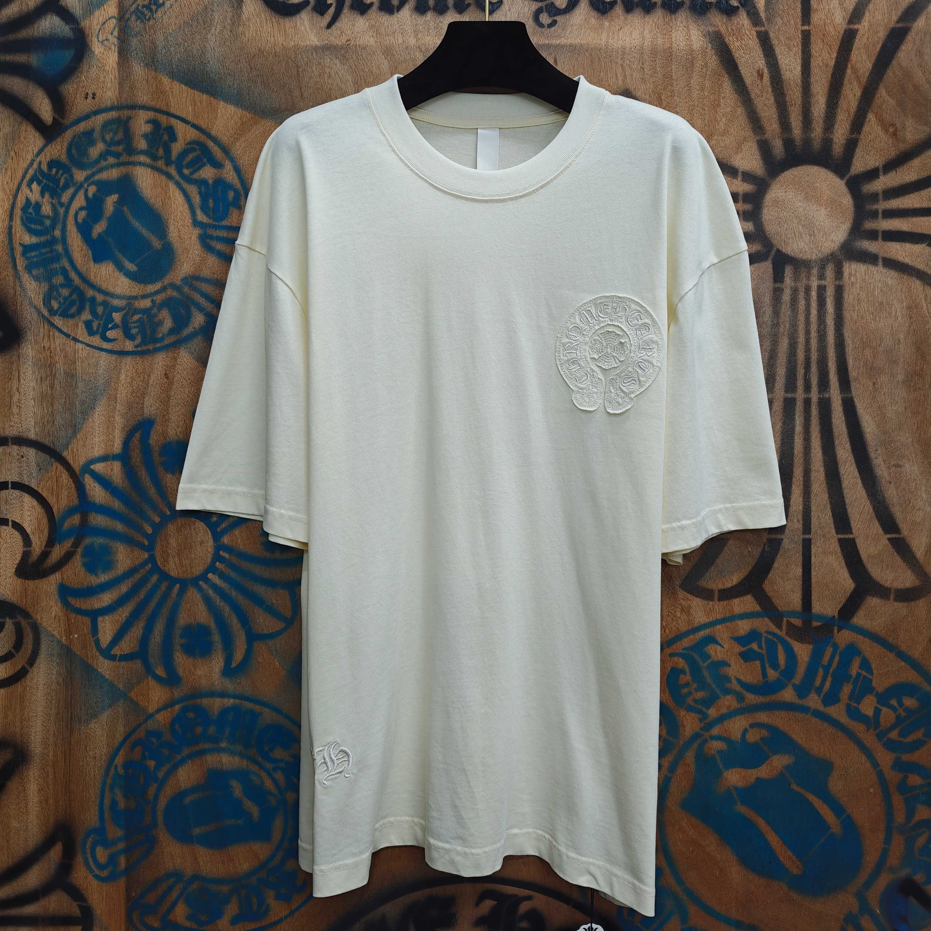 Chrome Hearts Chrome Hearts CH 克罗心重工白色镀银立体印花黑色立体印花短袖 重工洗水