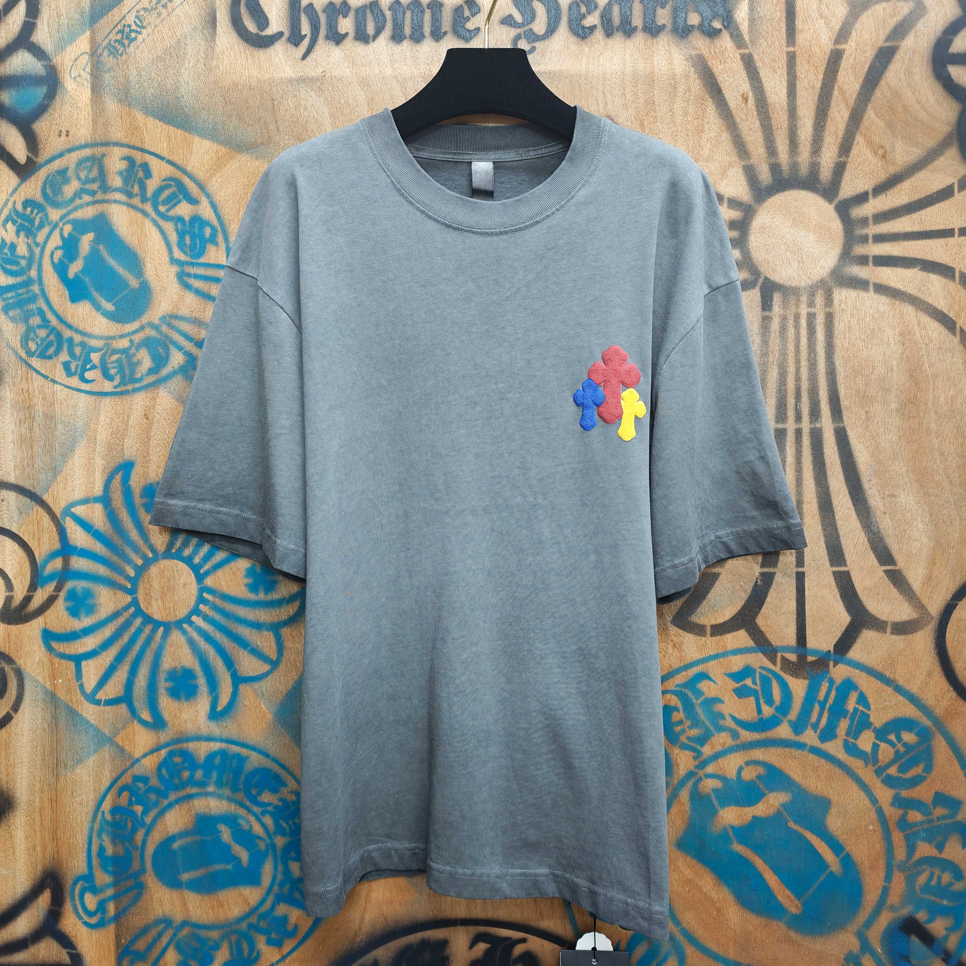 Chrome Hearts Chrome Hearts CH 克罗心重工白色镀银立体印花黑色立体印花短袖 重工洗水