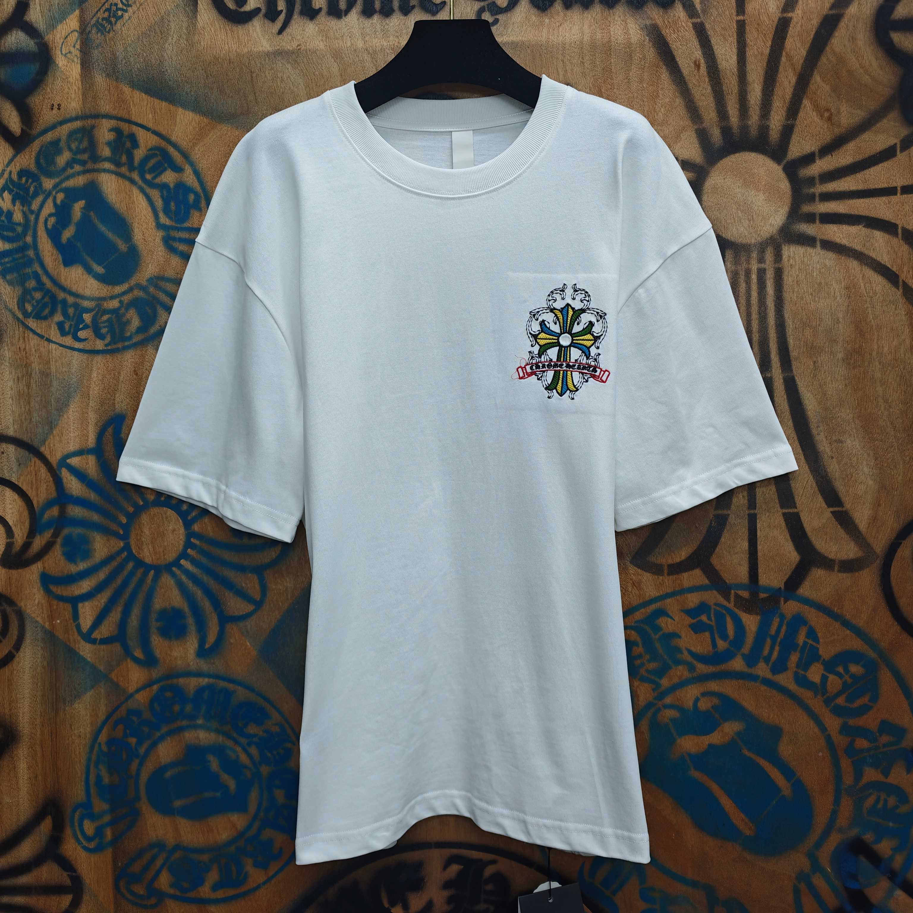 Chrome Hearts Chrome Hearts CH 克罗心重工白色镀银立体印花黑色立体印花短袖 重工洗水
