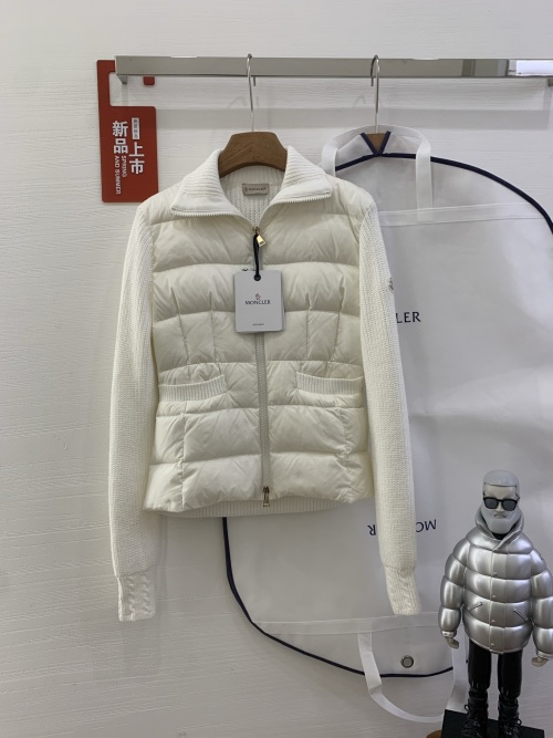 Moncler Women's Knit Panel Down Jacket - 90% Goose Down, White 1 Moncler Women's Knit Panel Down Jacket - 90% Goose Down, White