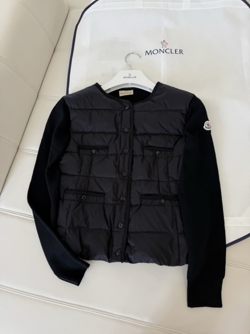 MONCLER Women's Slim-Fit Knit Panel Down Jacket Lightweight Cardigan 1 MONCLER Women's Slim-Fit Knit Panel Down Jacket Lightweight Cardigan