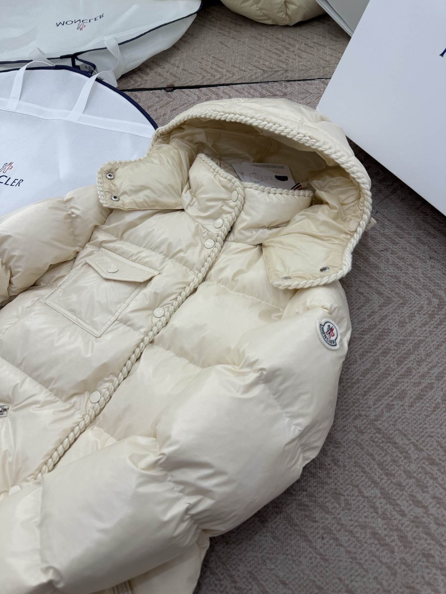 Moncler GLAREIN Hooded Down Jacket - Slim Fit, Oiled Waxed Leather, Women's 9 i1755001477417 7143 0 7
