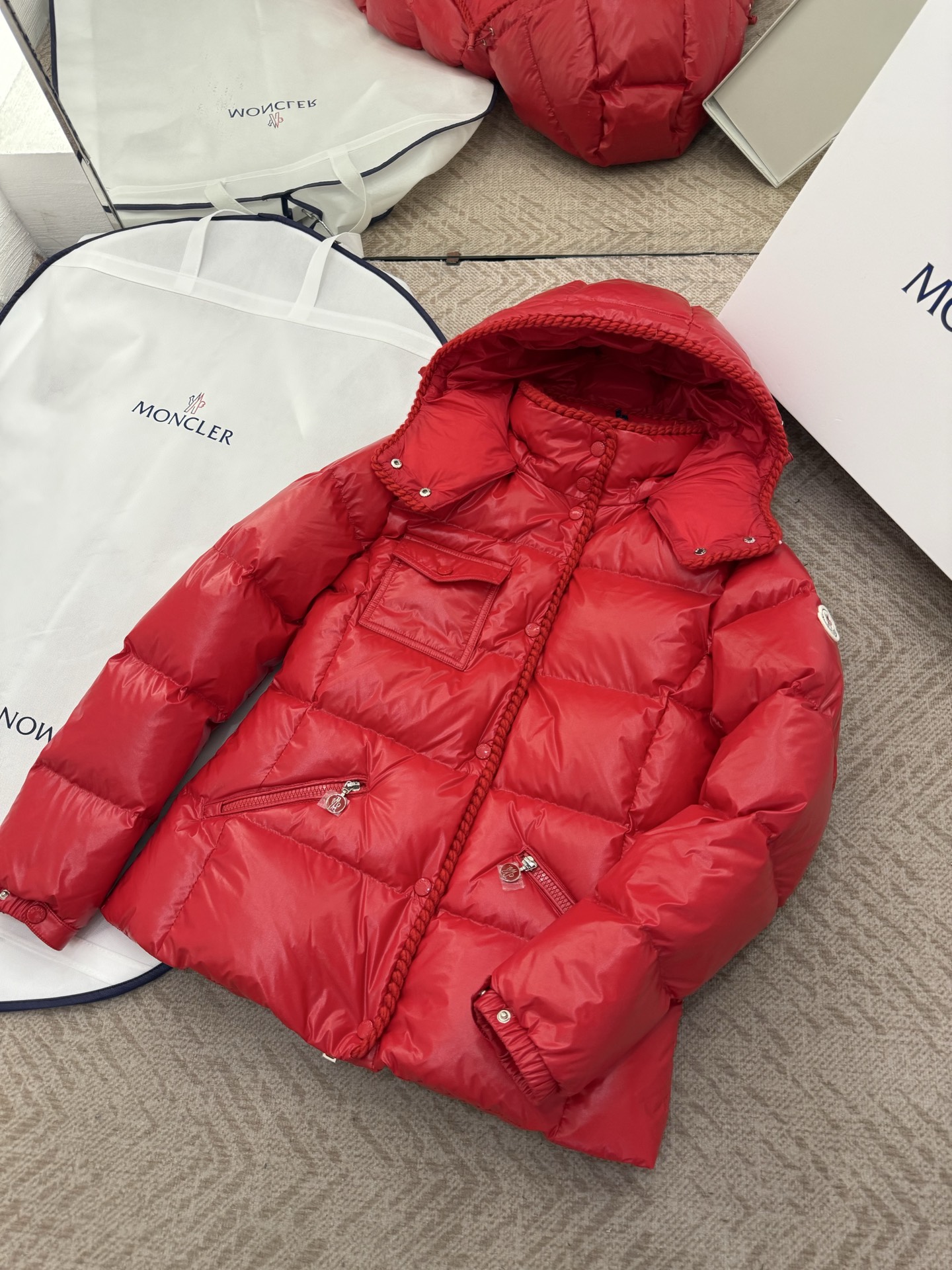 Moncler GLAREIN Hooded Down Jacket - Slim Fit, Waxed Leather, Women's Outerwear 3 i1755001500715 4160 0 1