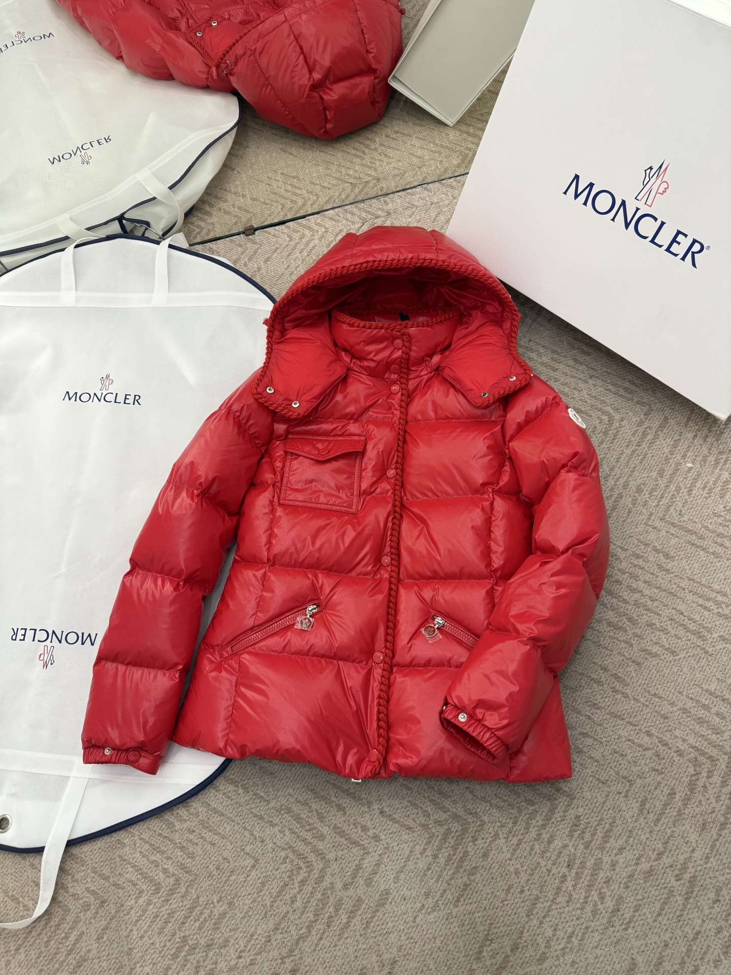 Moncler GLAREIN Hooded Down Jacket - Slim Fit, Waxed Leather, Women's Outerwear 2 i1755001515483 5772 0 0