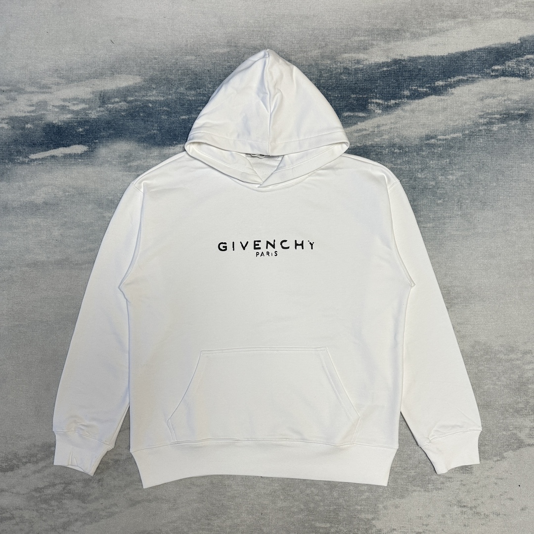 Givenchy Clothing Hoodies White Printing Cotton Hooded Top