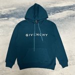 Givenchy Clothing Hoodies Black Blue Printing Cotton Hooded Top