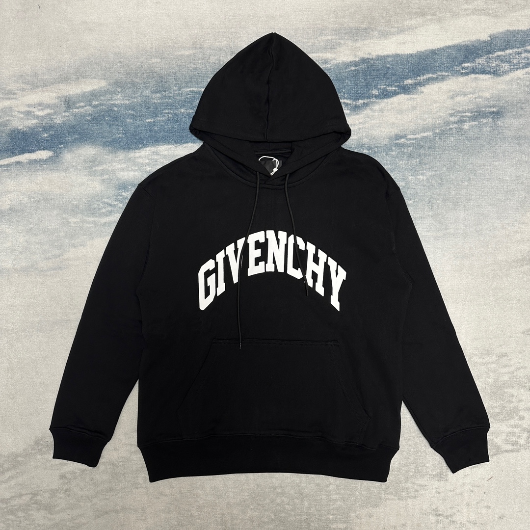 Givenchy Clothing Hoodies Black Printing Cotton Hooded Top