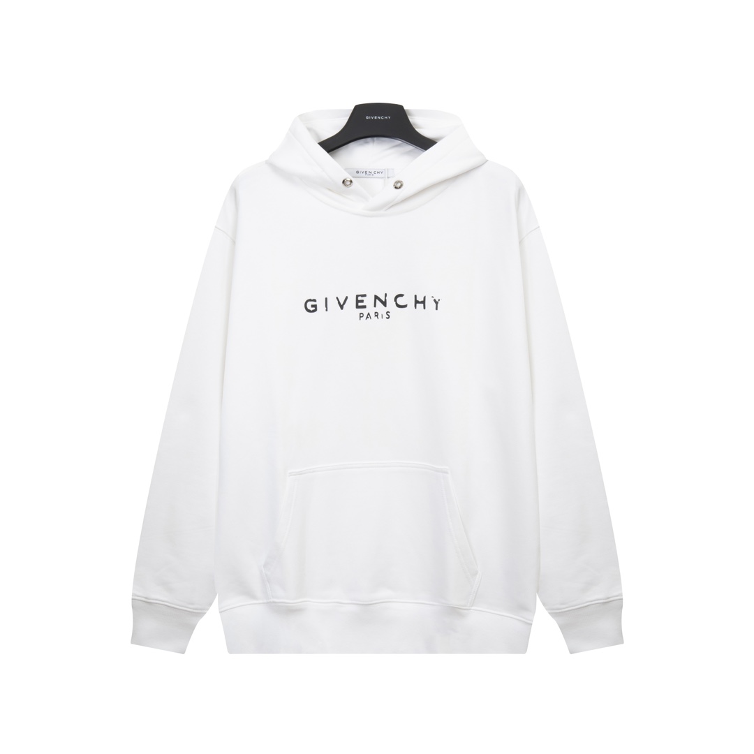 Givenchy Clothing Hoodies White Printing Cotton Hooded Top